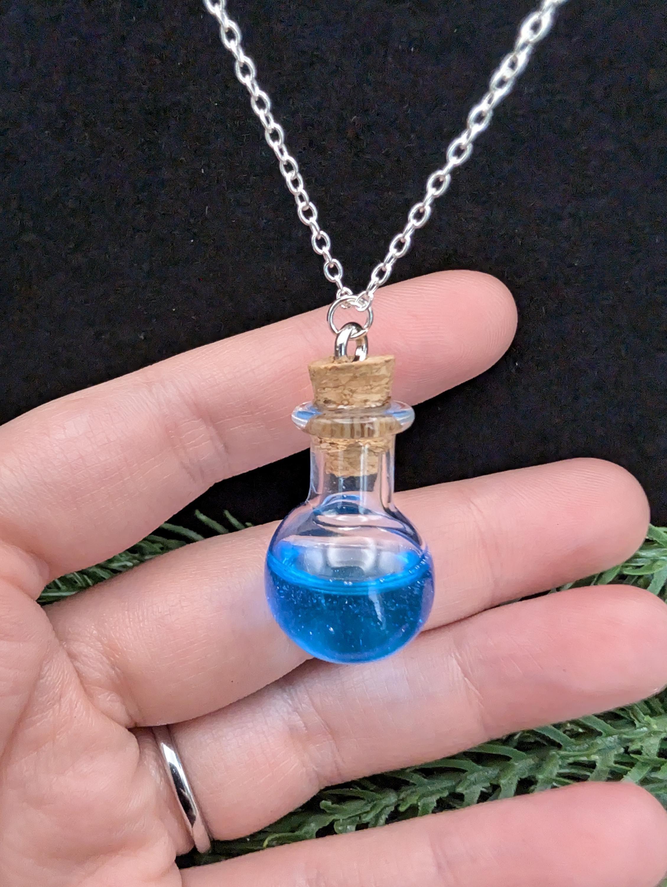D&D Inspired Mana Potion Bottle Necklace