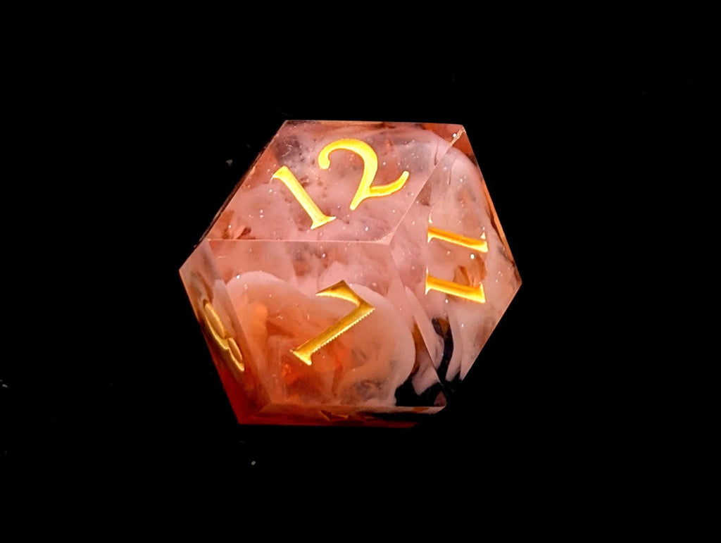 Flower Fields at Sunrise - Handmade Sharp Edge Resin D&D Dice Set