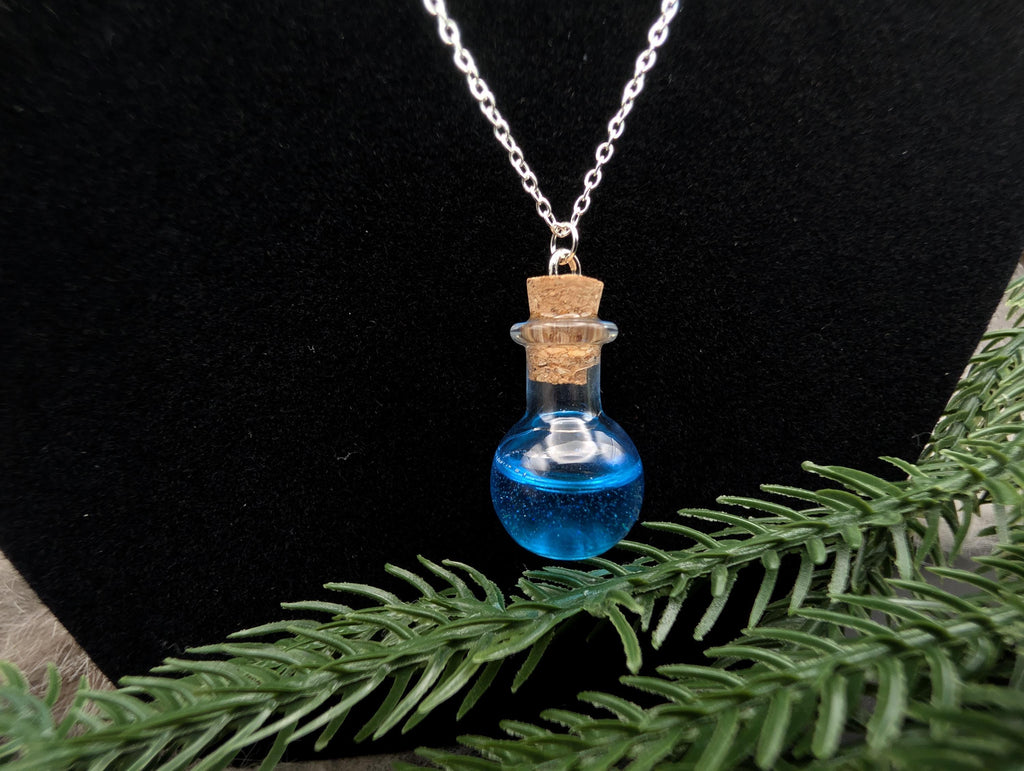 D&D Inspired Mana Potion Bottle Necklace