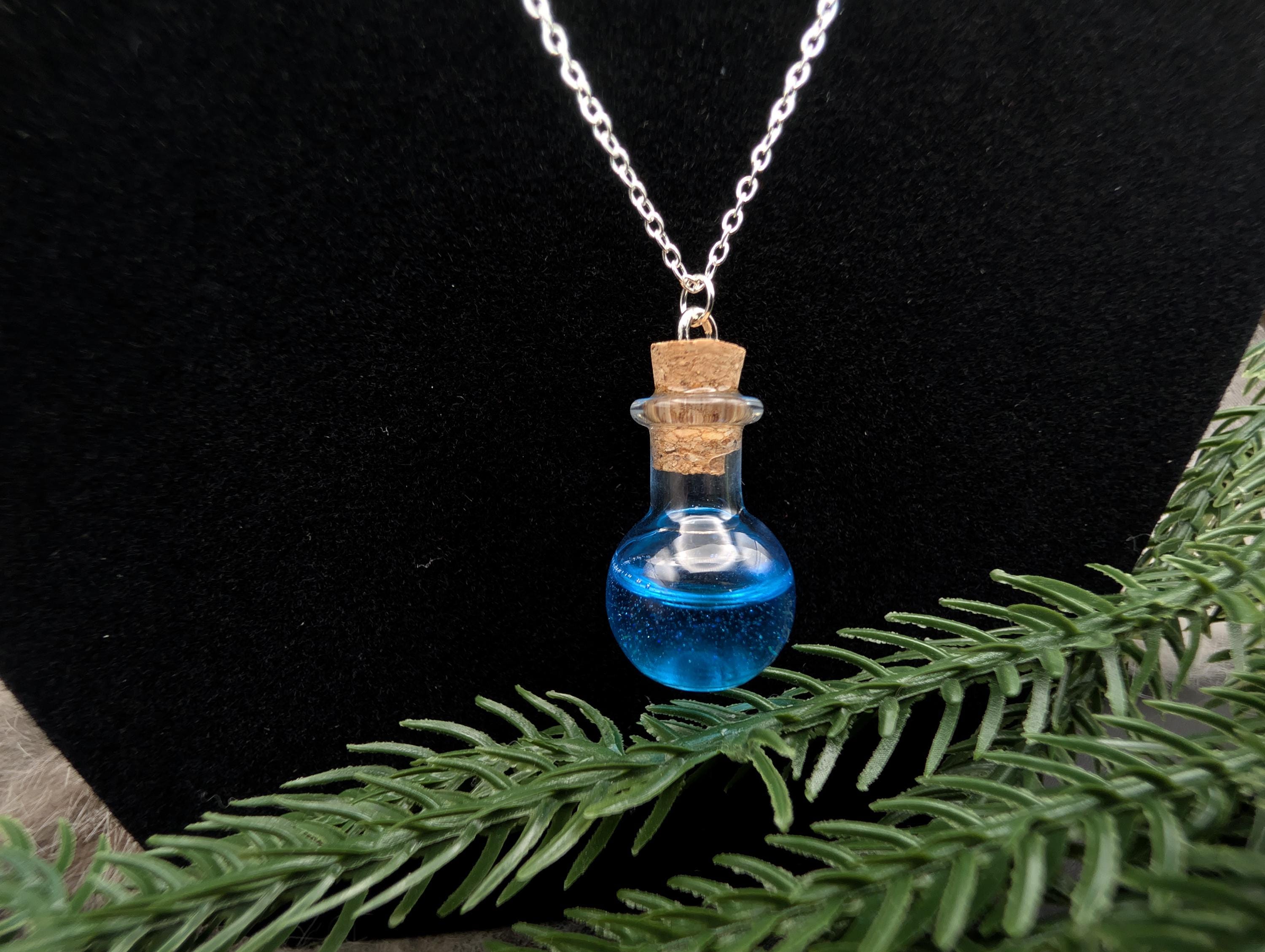 D&D Inspired Mana Potion Bottle Necklace