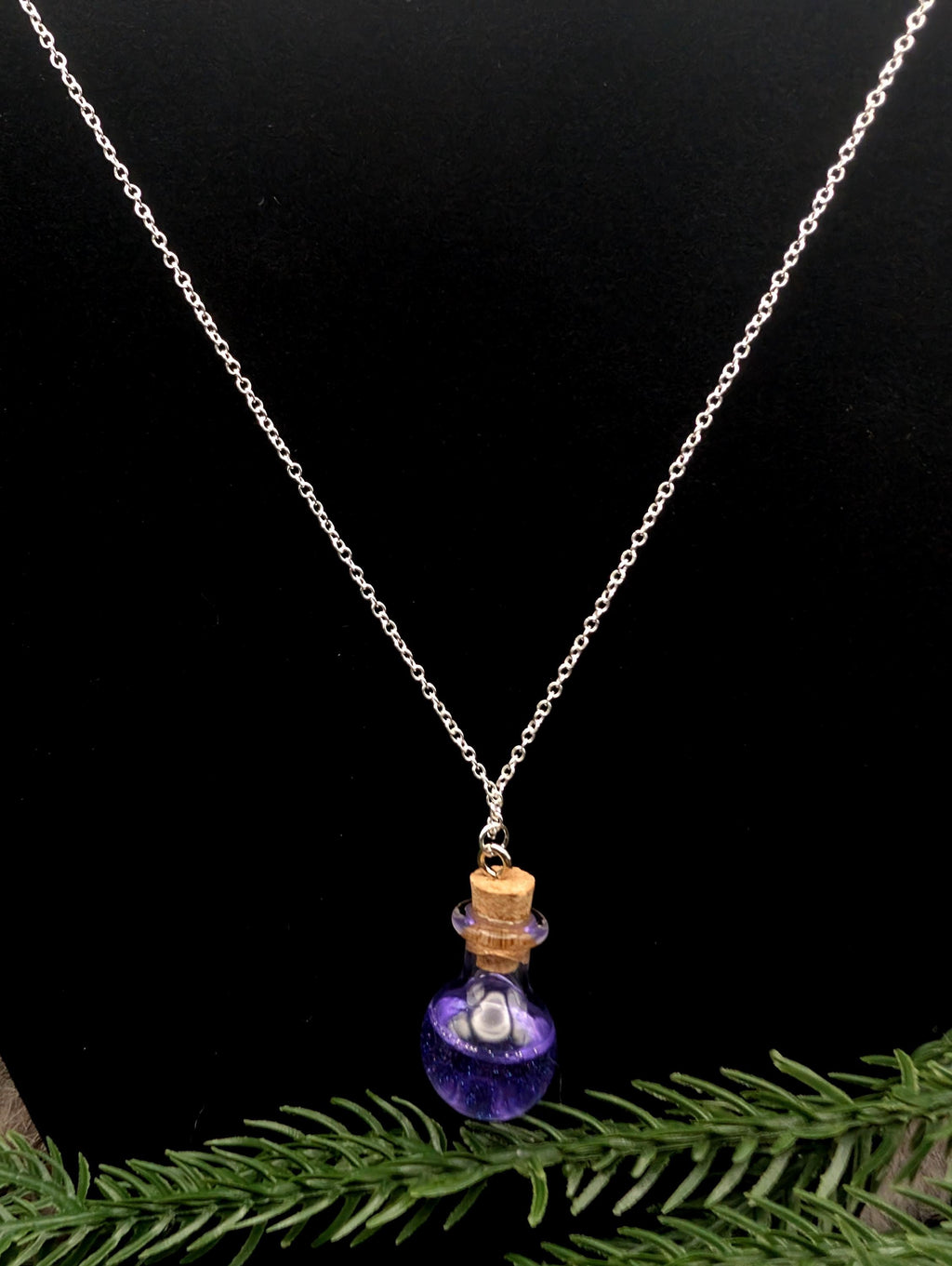 D&D Inspired Purple Wyrm Poison Potion Bottle Necklace