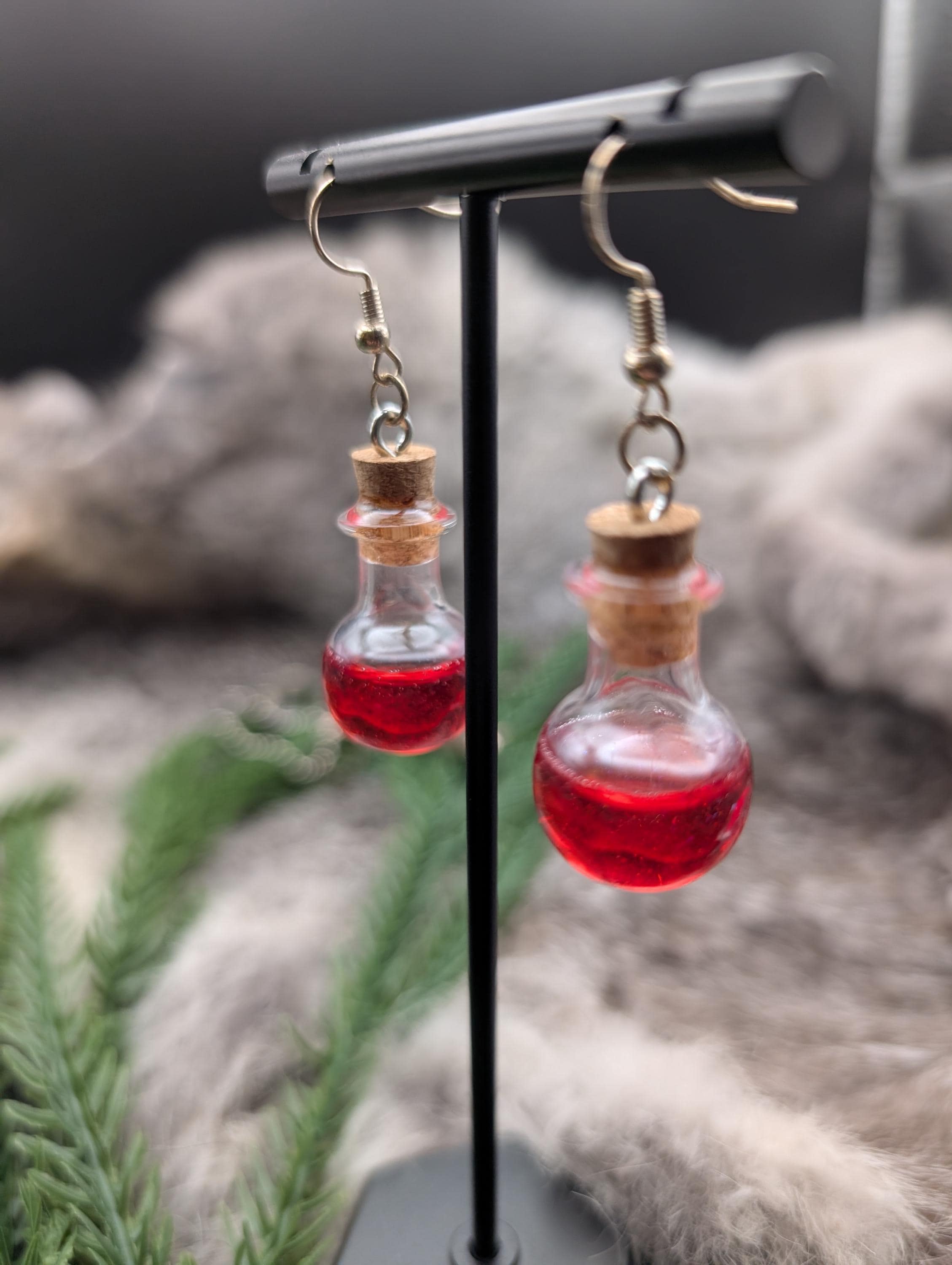D&D Inspired Hypoallergenic Healing Potion Bottle Earrings