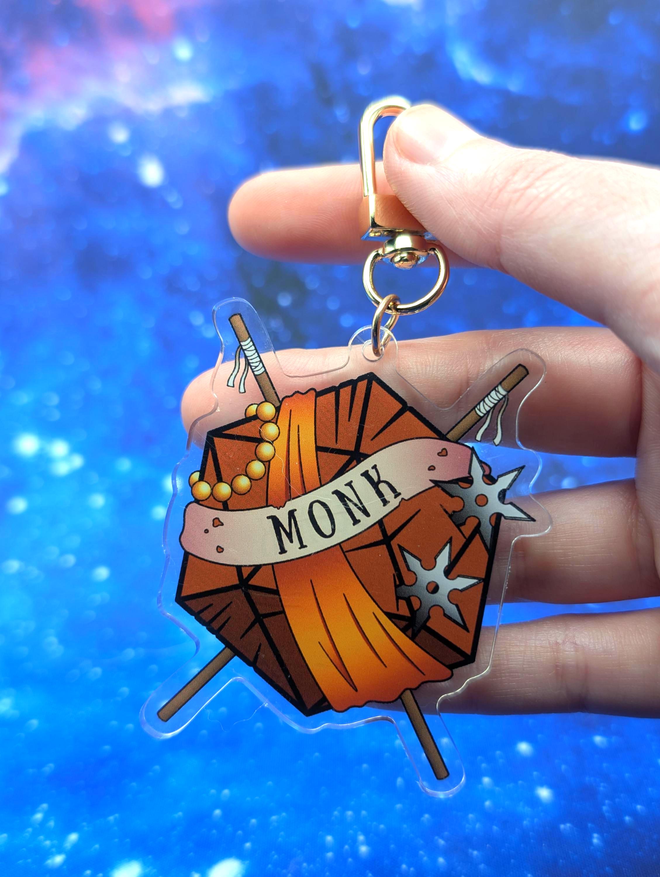 Monk D&D Acrylic Class Keychain - Dungeons and Dragons Inspired Accessories