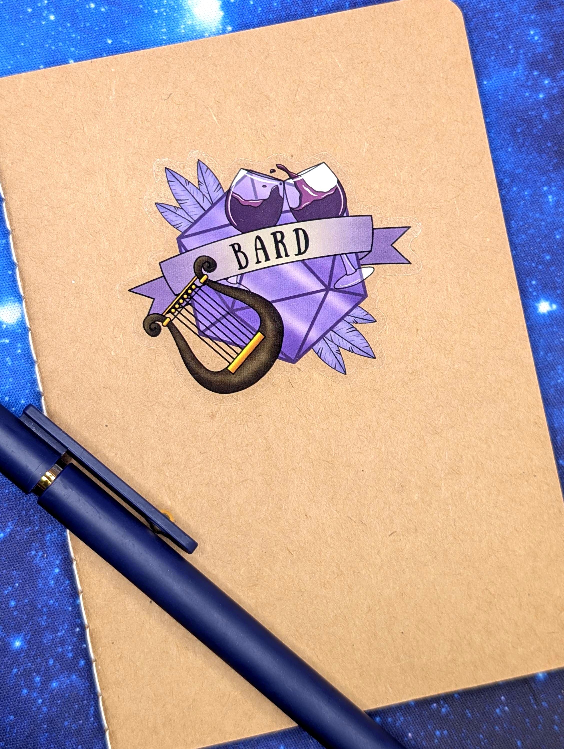 Bard Dungeons and Dragons Inspired 2.5 Inch Clear Backing Waterproof Vinyl Sticker