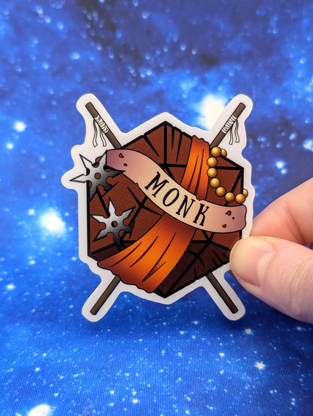 Monk Dungeons and Dragons Inspired 2.5 Inch Clear Backing Waterproof Vinyl Sticker