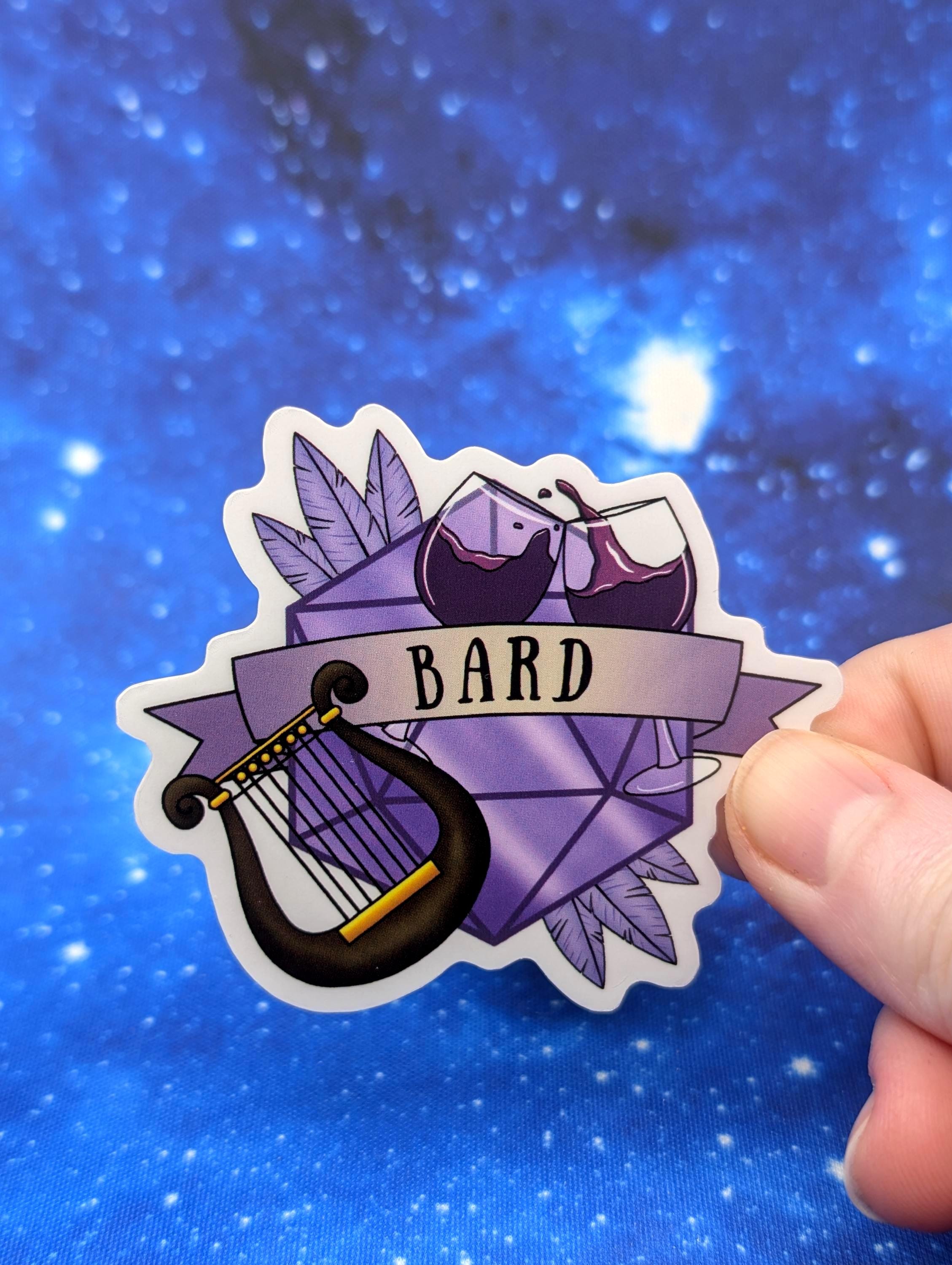 Bard Dungeons and Dragons Inspired 2.5 Inch Clear Backing Waterproof Vinyl Sticker