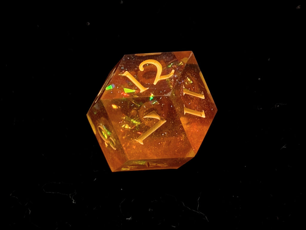 Tangerine Dreams - Handmade Sharp Edge Resin D&D Dice Set