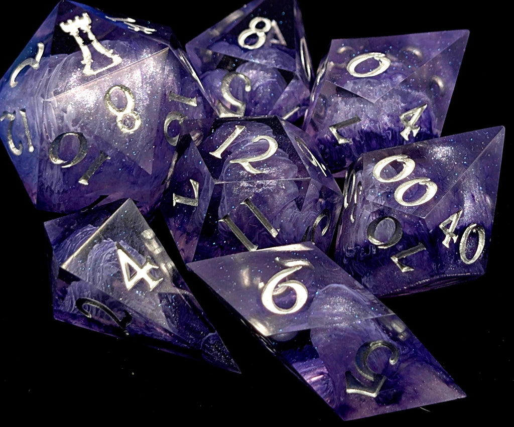 Purple Haze - Handmade Sharp Edge Resin D&D Dice Set
