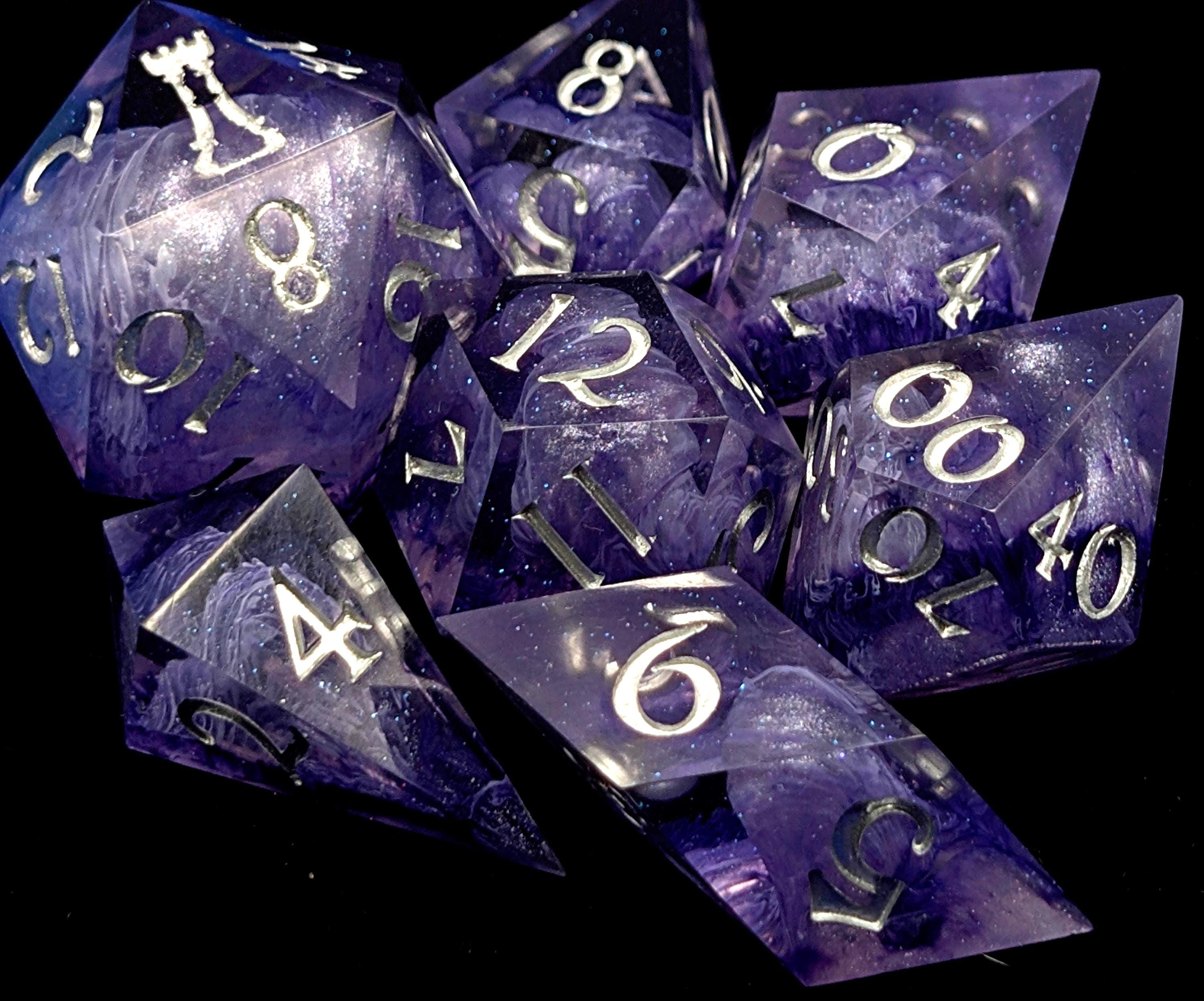 Purple Haze - Handmade Sharp Edge Resin D&D Dice Set