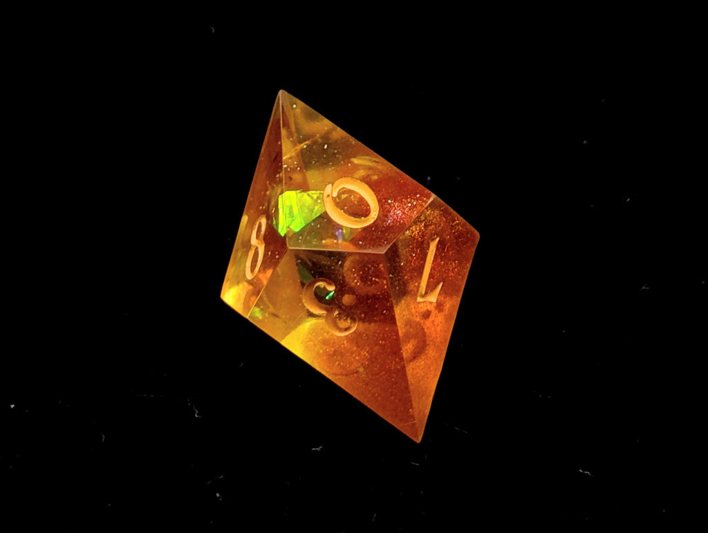 Tangerine Dreams - Handmade Sharp Edge Resin D&D Dice Set