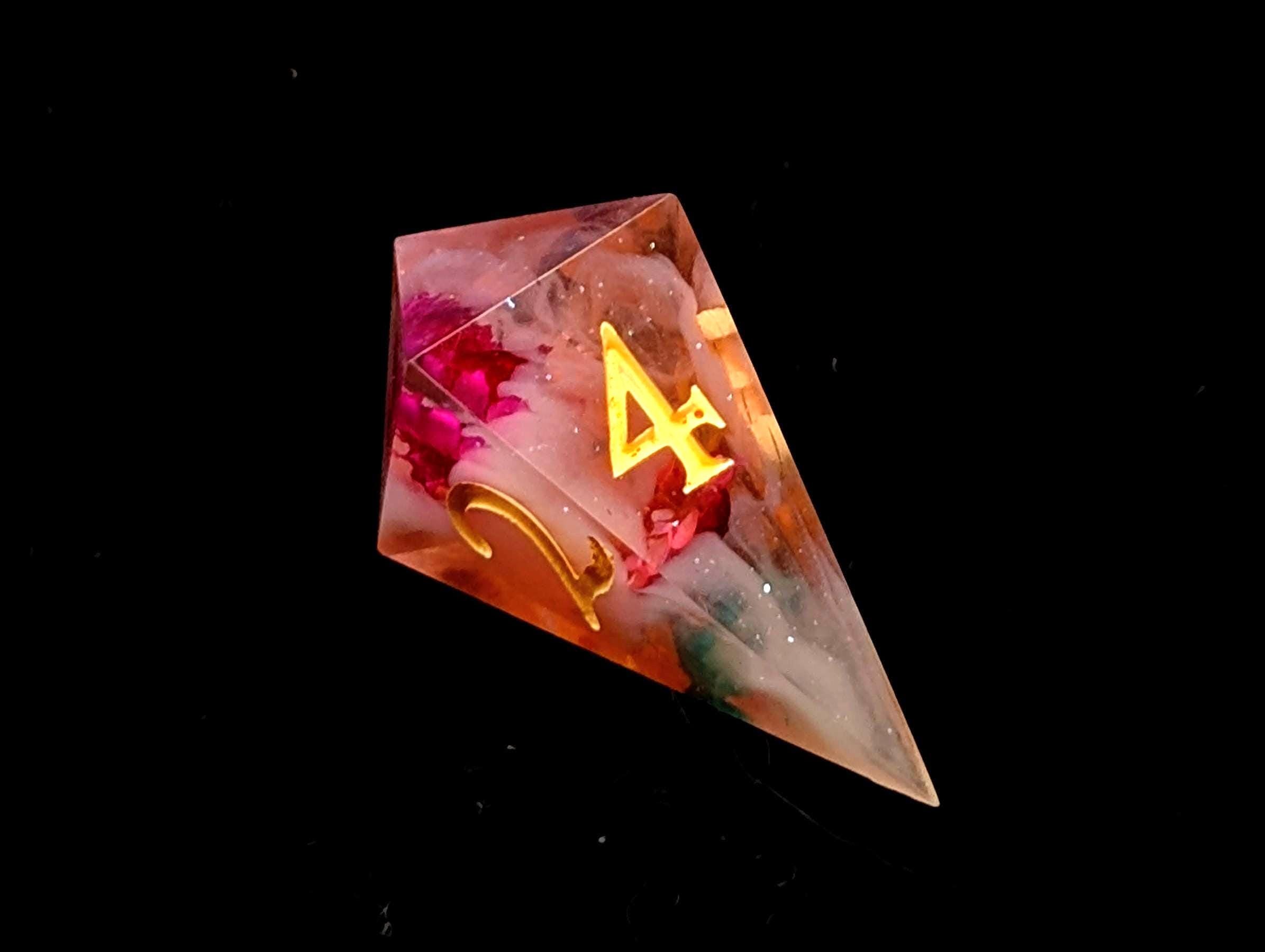 Flower Fields at Sunrise - Handmade Sharp Edge Resin D&D Dice Set