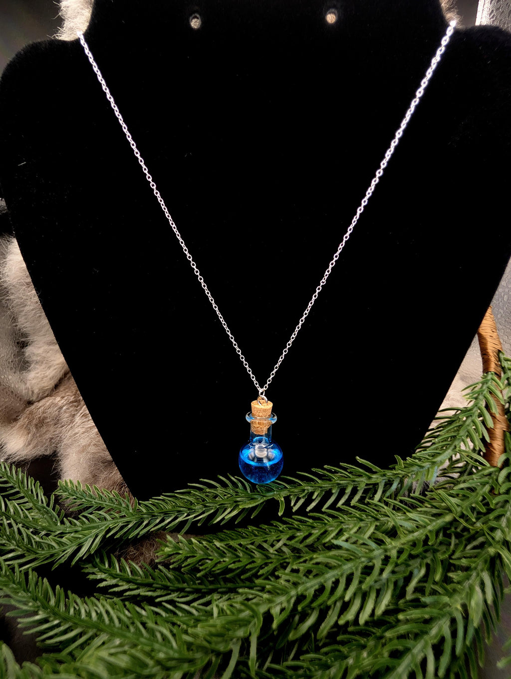 D&D Inspired Mana Potion Bottle Necklace