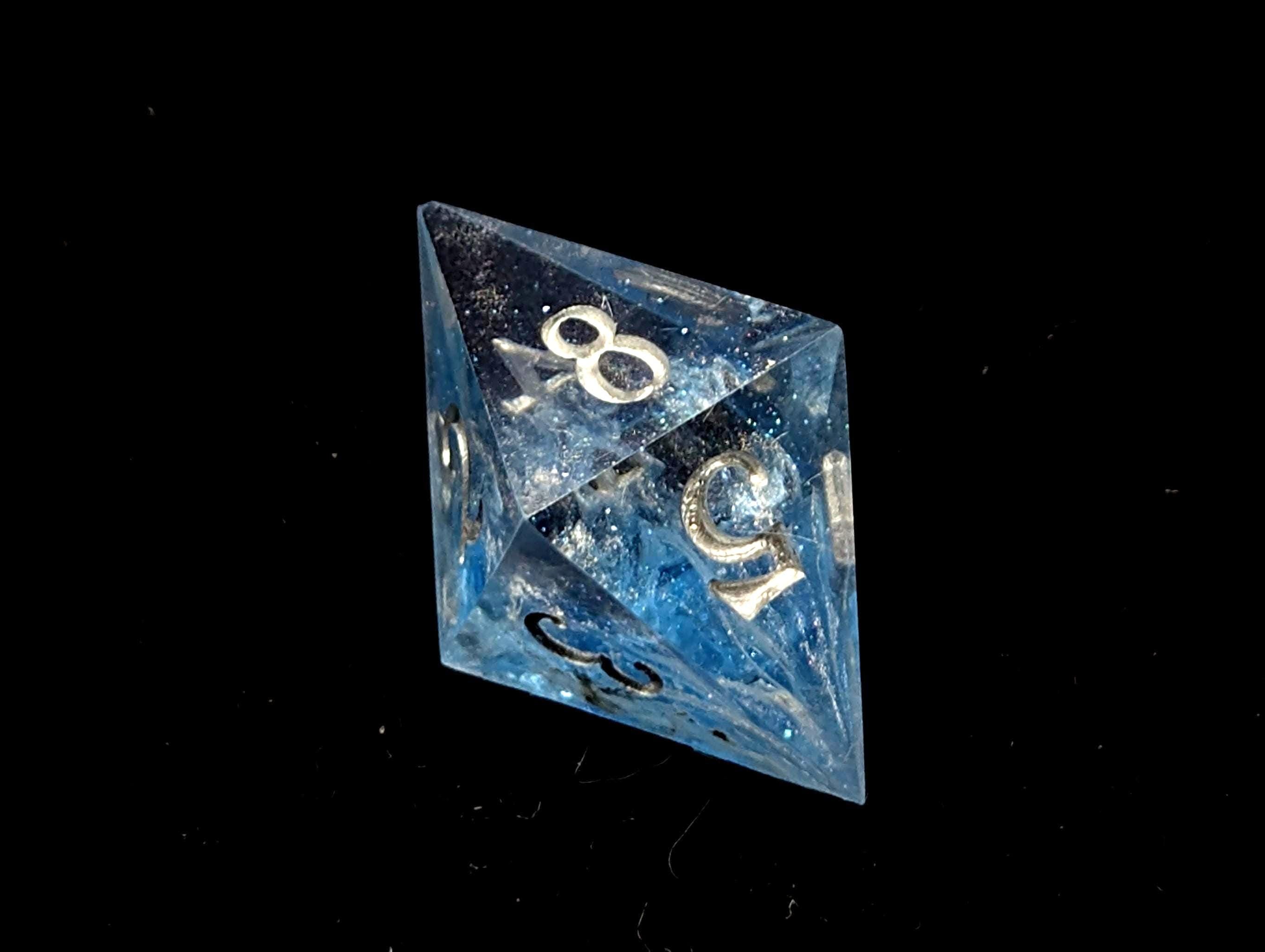 Glacial Freeze - Handmade Sharp Edge Resin D&D Dice Set