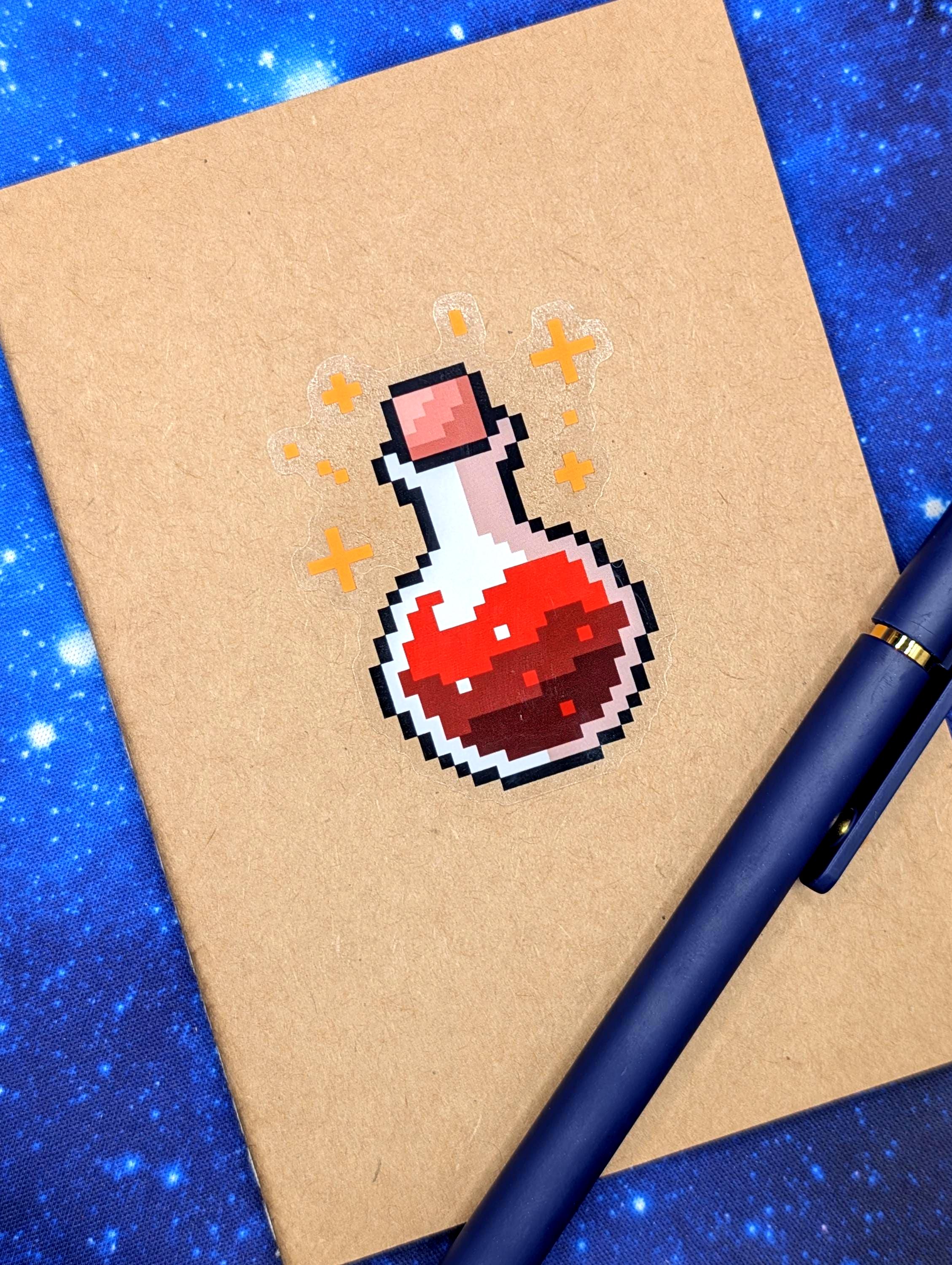 8-Bit Pixel Healing Potion Dungeons and Dragons Inspired 2.5 Inch Clear Backing Waterproof Vinyl Sticker