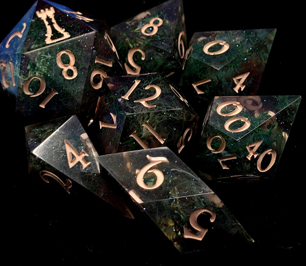 Druid Dreams - Handmade Sharp Edge Resin D&D Dice Set