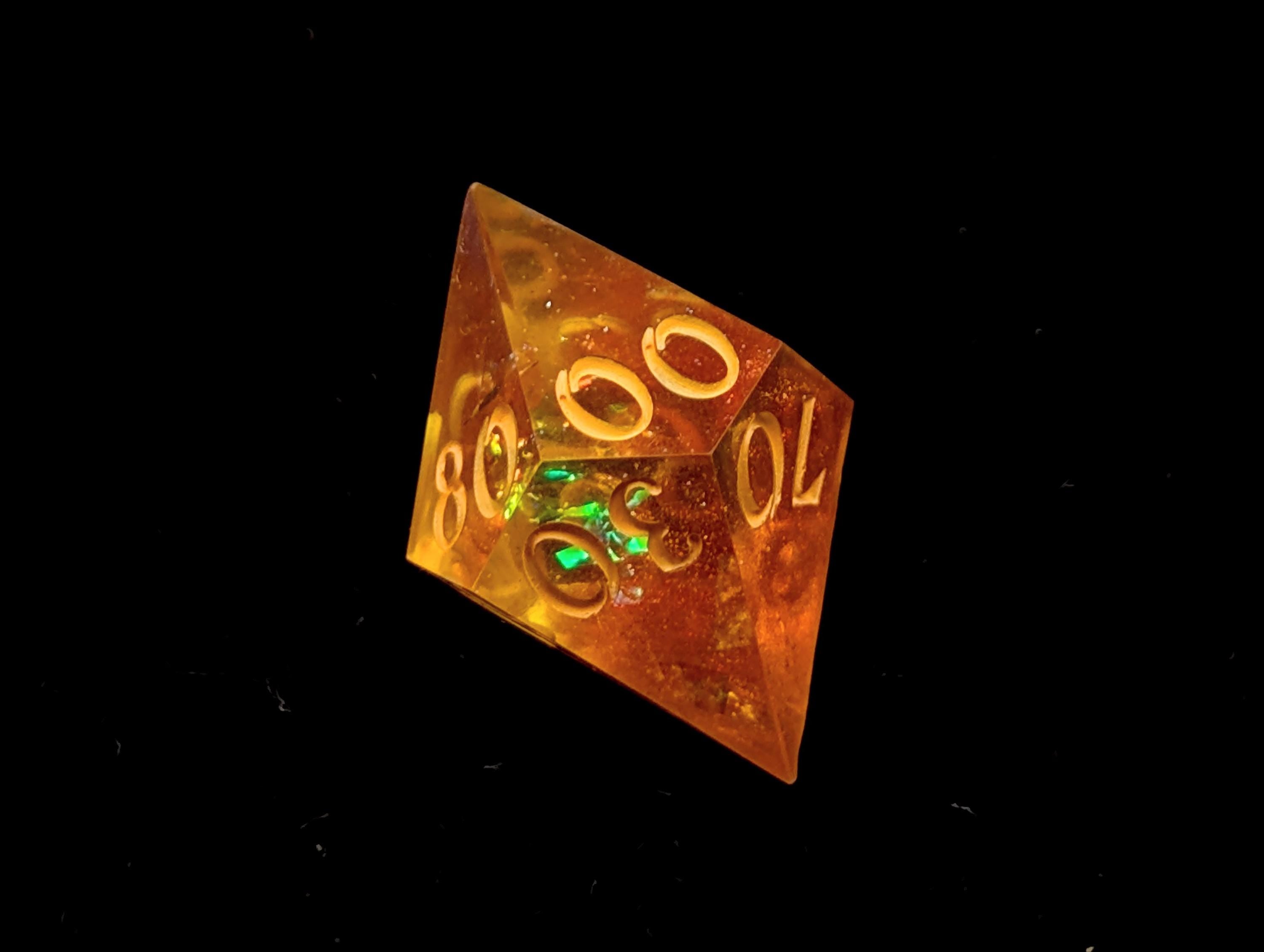 Tangerine Dreams - Handmade Sharp Edge Resin D&D Dice Set