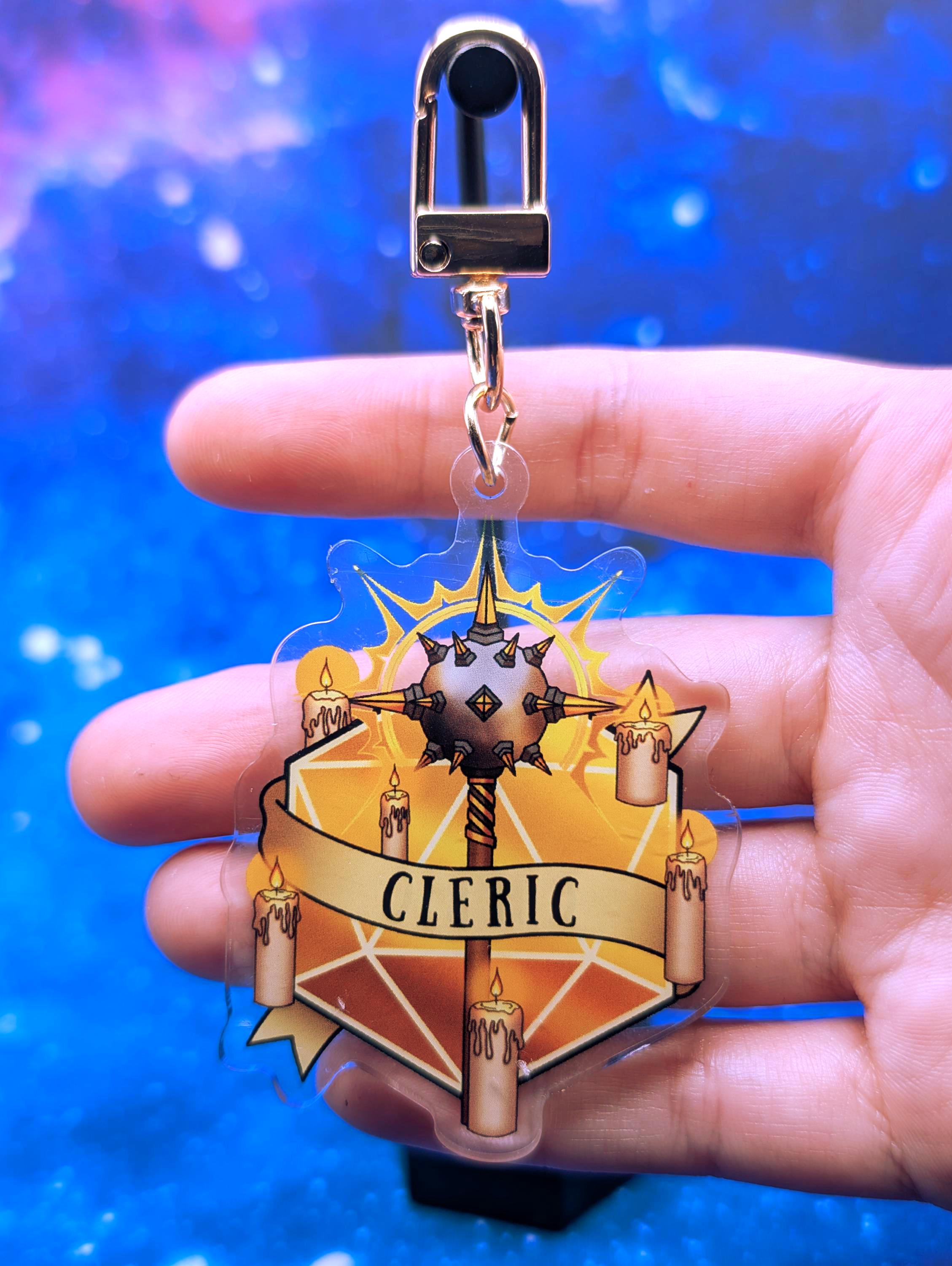 Cleric D&D Acrylic Class Keychain - Dungeons and Dragons Inspired Accessories