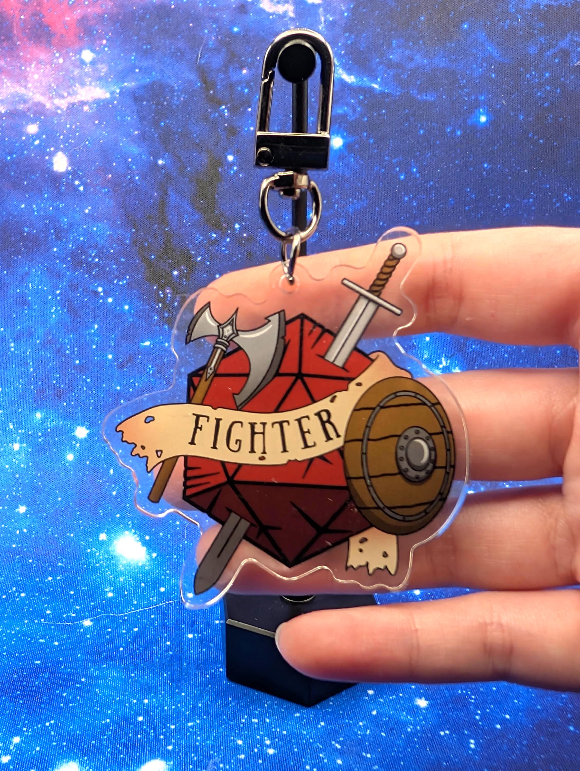 Fighter D&D Acrylic Class Keychain - Dungeons and Dragons Inspired Accessories