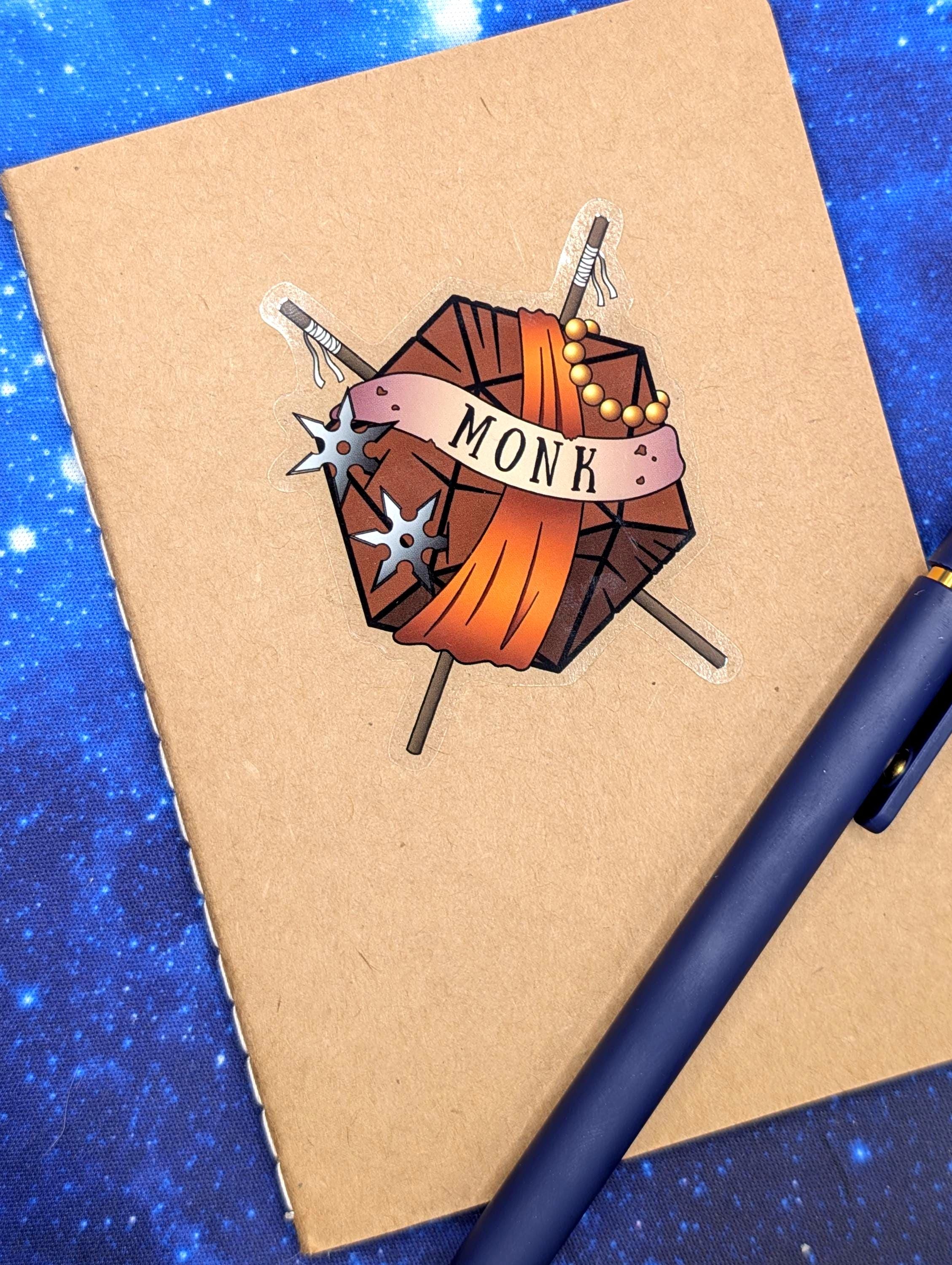 Monk Dungeons and Dragons Inspired 2.5 Inch Clear Backing Waterproof Vinyl Sticker