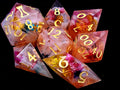 Flower Fields at Sunrise - Handmade Sharp Edge Resin D&D Dice Set