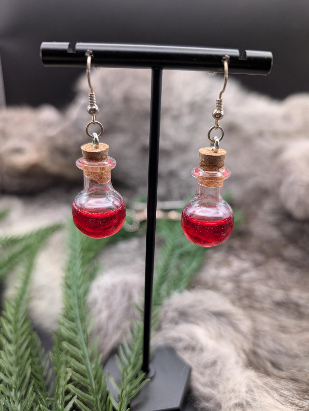 D&D Inspired Hypoallergenic Healing Potion Bottle Earrings