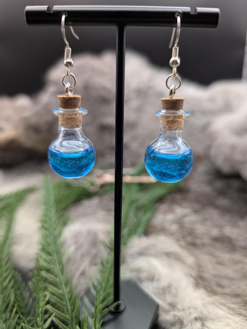 D&D Inspired Hypoallergenic Mana Potion Bottle Earrings