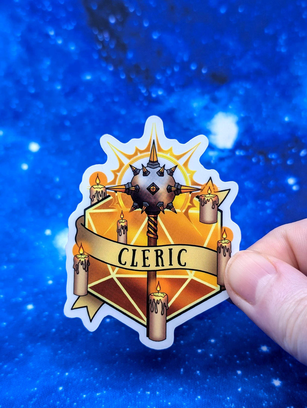 Cleric Dungeons and Dragons Inspired 2.5 Inch Clear Backing Waterproof Vinyl Sticker