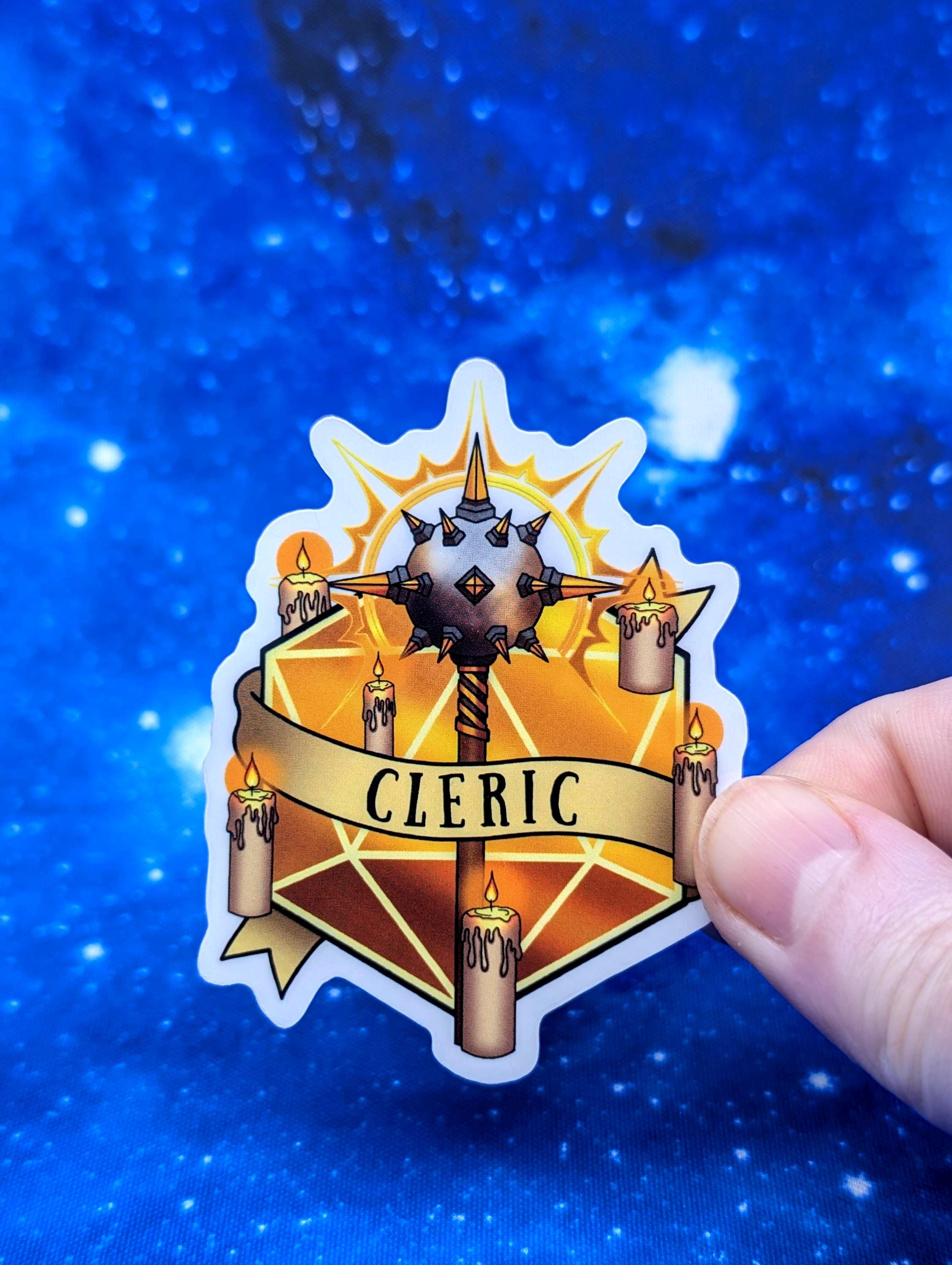 Cleric Dungeons and Dragons Inspired 2.5 Inch Clear Backing Waterproof Vinyl Sticker
