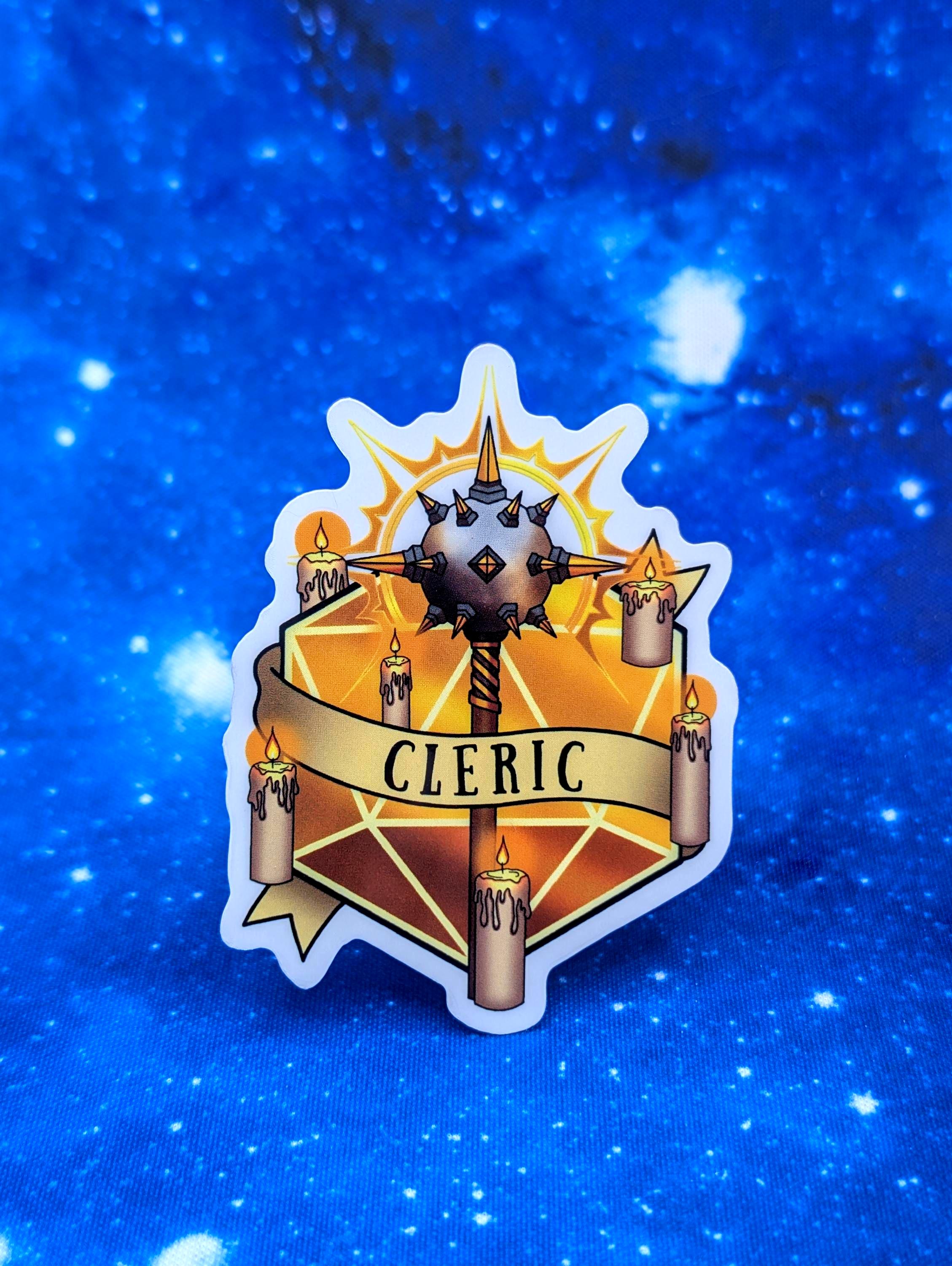 Cleric Dungeons and Dragons Inspired 2.5 Inch Clear Backing Waterproof Vinyl Sticker