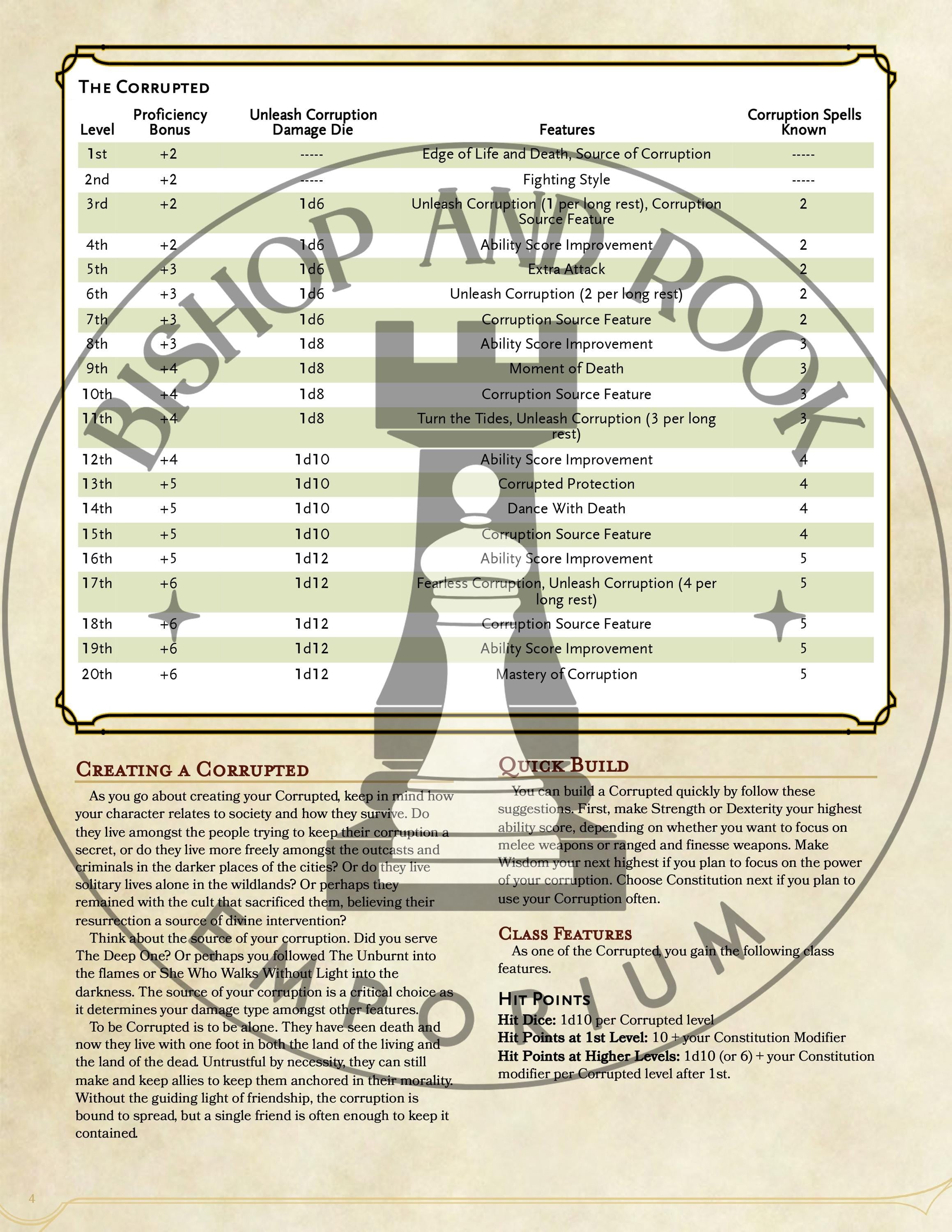 The Corrupted - A 5th Edition Homebrew Class for Dungeons & Dragons
