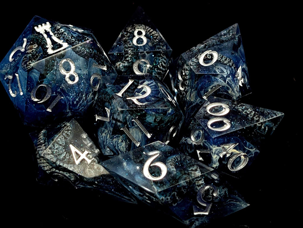 Wrath of the Kraken - Handmade Sharp Edge Resin D&D Dice Set
