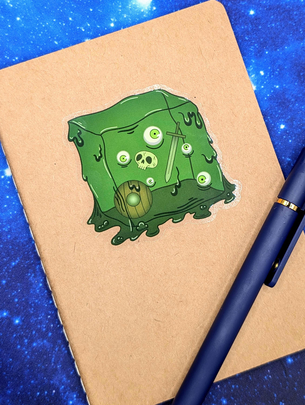 Gelatinous Cube Dungeons and Dragons Inspired 2.5 Inch Clear Backing Waterproof Vinyl Sticker