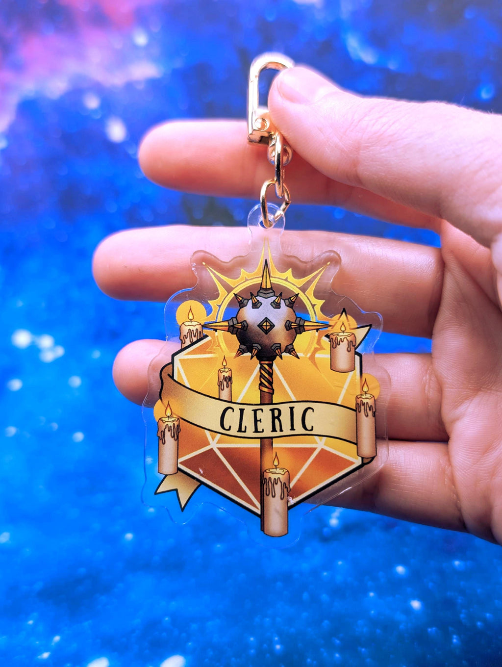 Cleric D&D Acrylic Class Keychain - Dungeons and Dragons Inspired Accessories