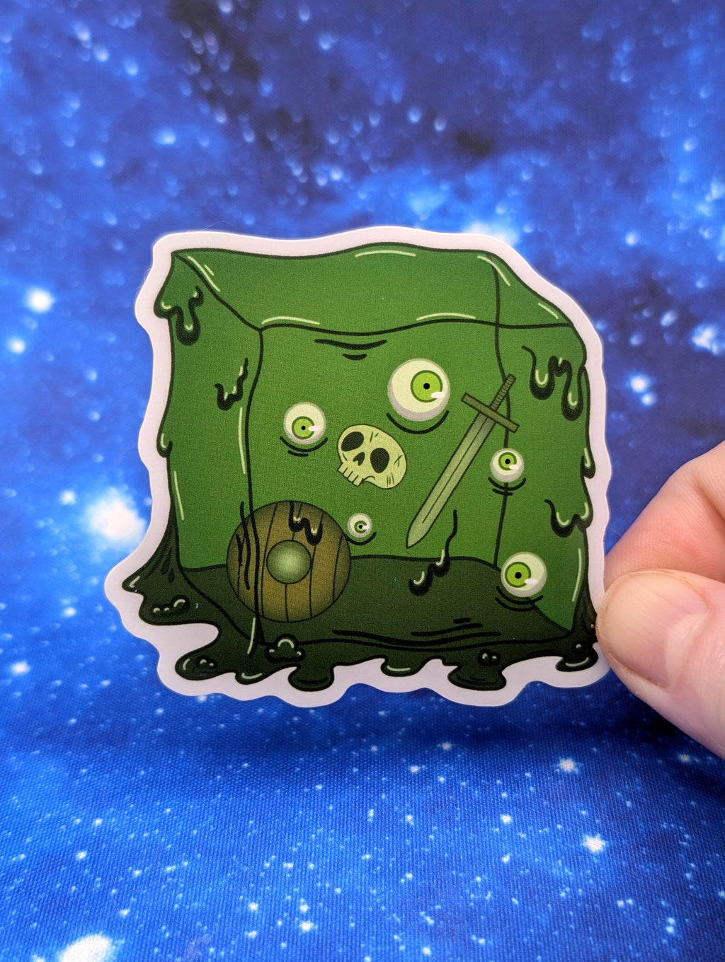Gelatinous Cube Dungeons and Dragons Inspired 2.5 Inch Clear Backing Waterproof Vinyl Sticker