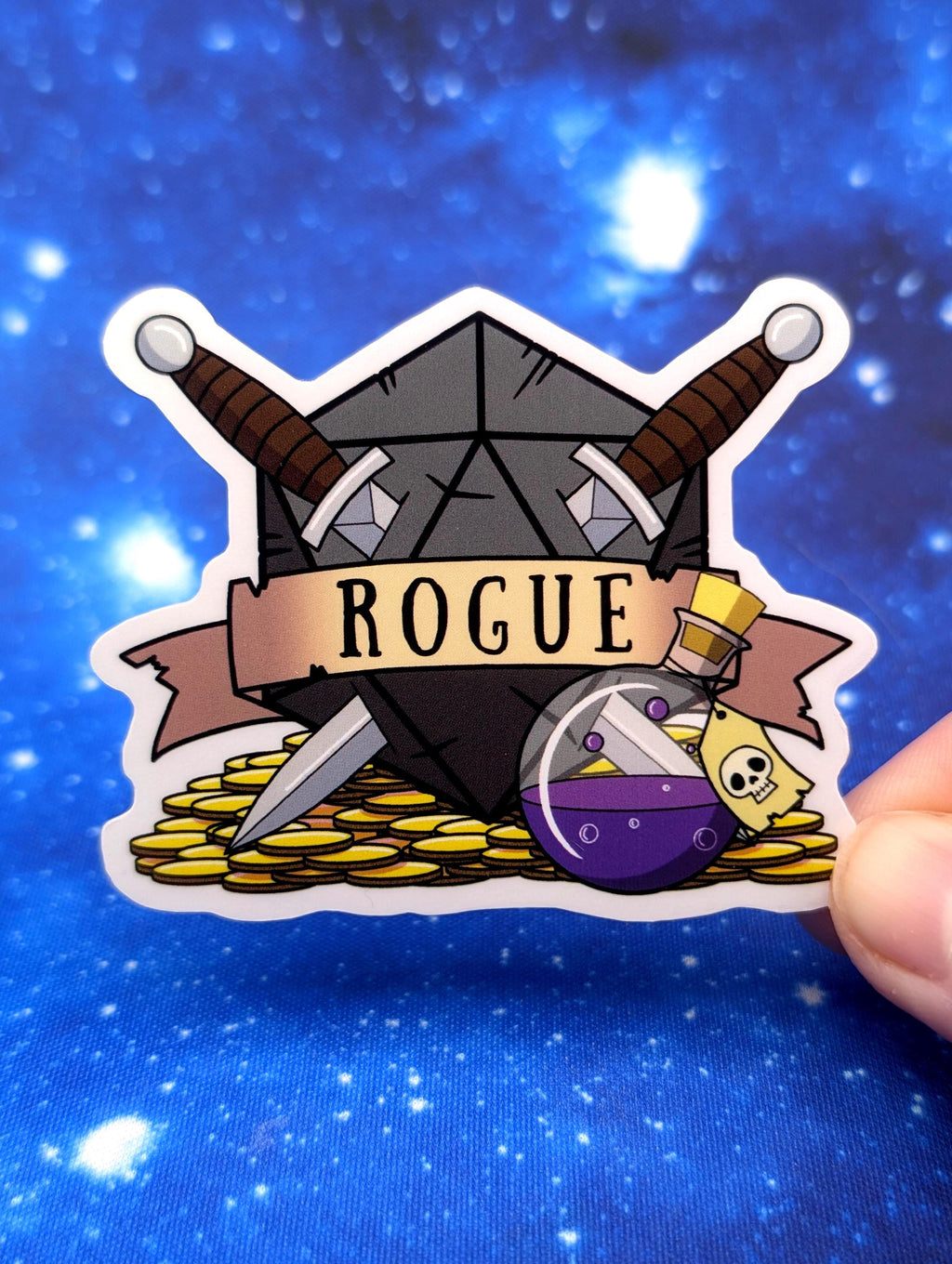 Rogue Dungeons and Dragons Inspired 2.5 Inch Clear Backing Waterproof Vinyl Sticker