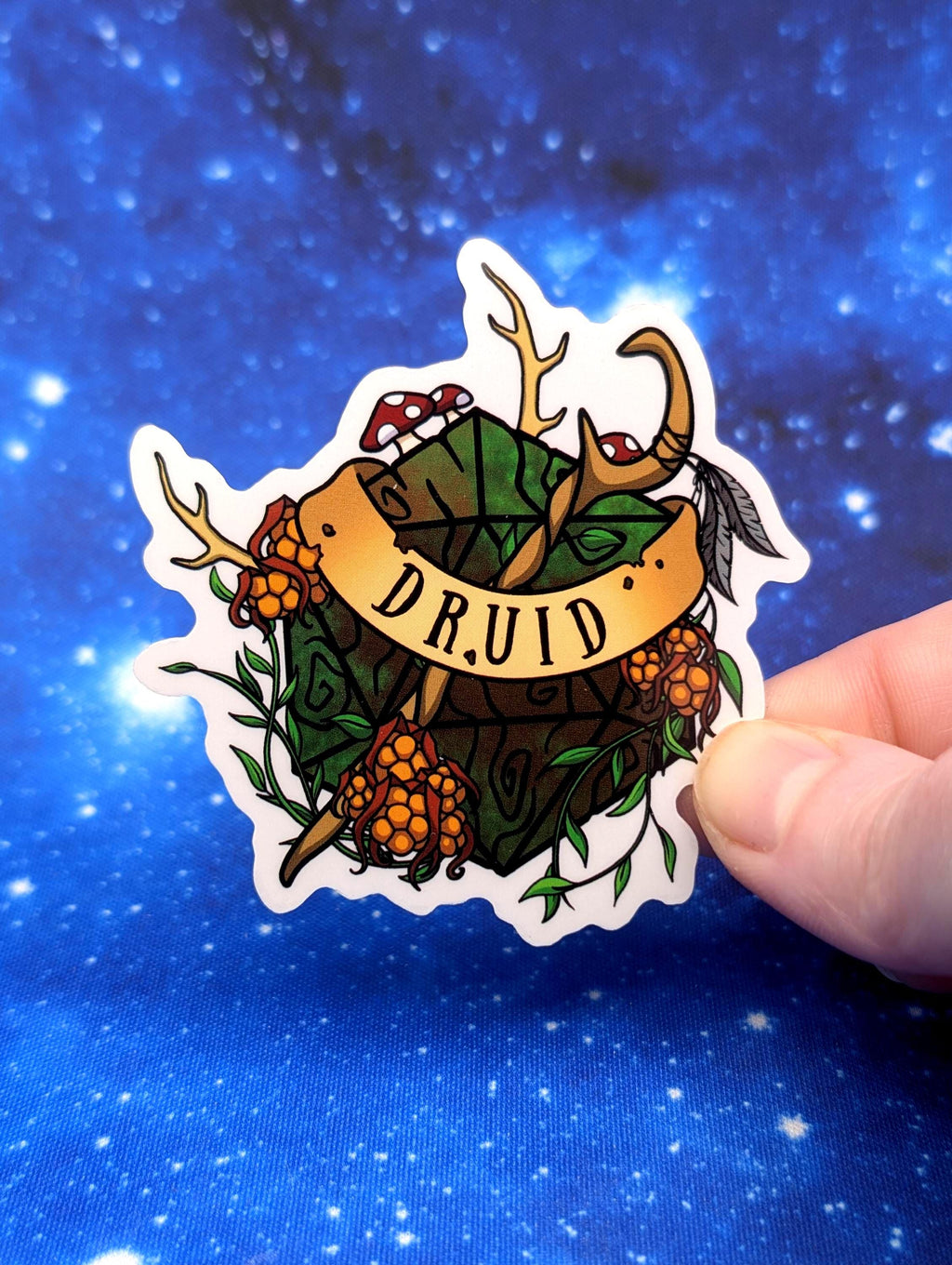 Druid Dungeons and Dragons Inspired 2.5 Inch Clear Backing Waterproof Vinyl Sticker