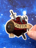 Fighter Dungeons and Dragons Inspired 2.5 Inch Clear Backing Waterproof Vinyl Sticker