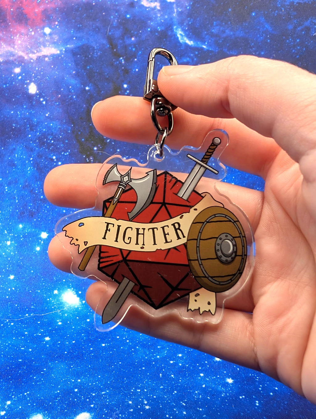 Fighter D&D Acrylic Class Keychain - Dungeons and Dragons Inspired Accessories