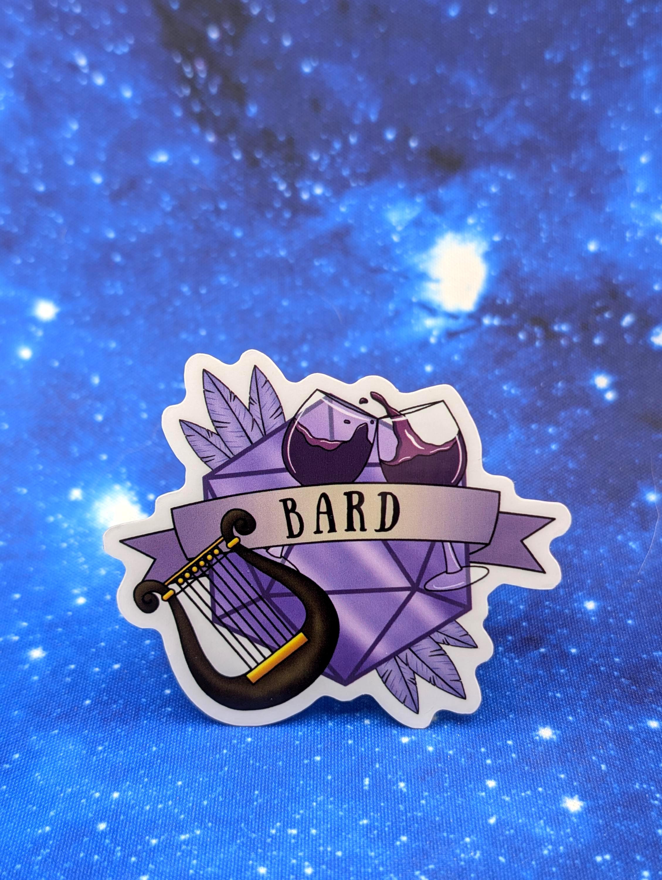 Bard Dungeons and Dragons Inspired 2.5 Inch Clear Backing Waterproof Vinyl Sticker