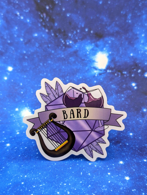 Bard Dungeons and Dragons Inspired 2.5 Inch Clear Backing Waterproof Vinyl Sticker