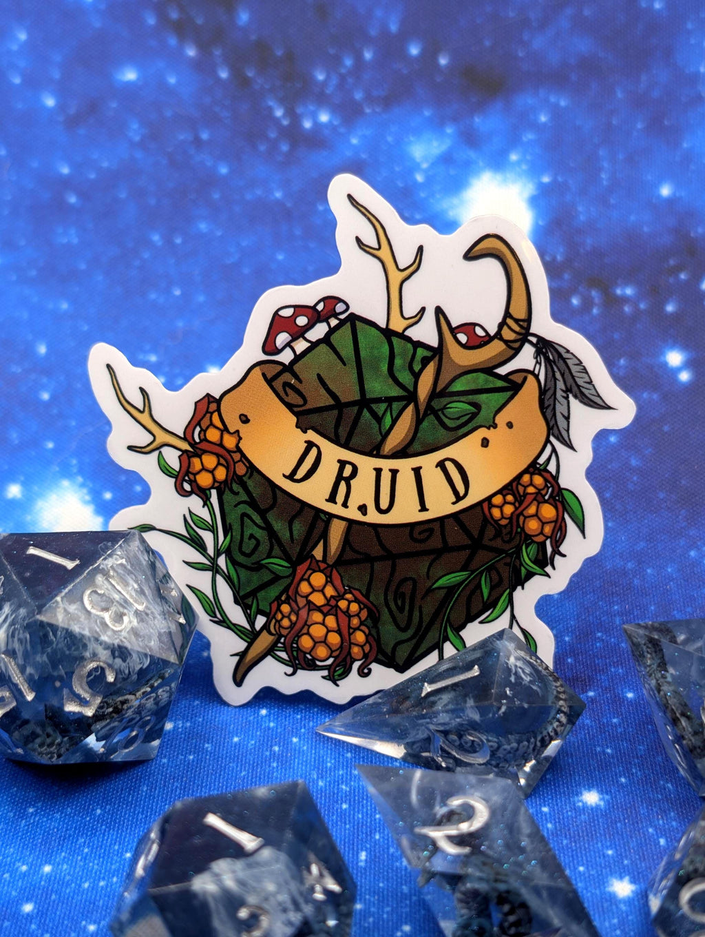 Druid Dungeons and Dragons Inspired 2.5 Inch Clear Backing Waterproof Vinyl Sticker
