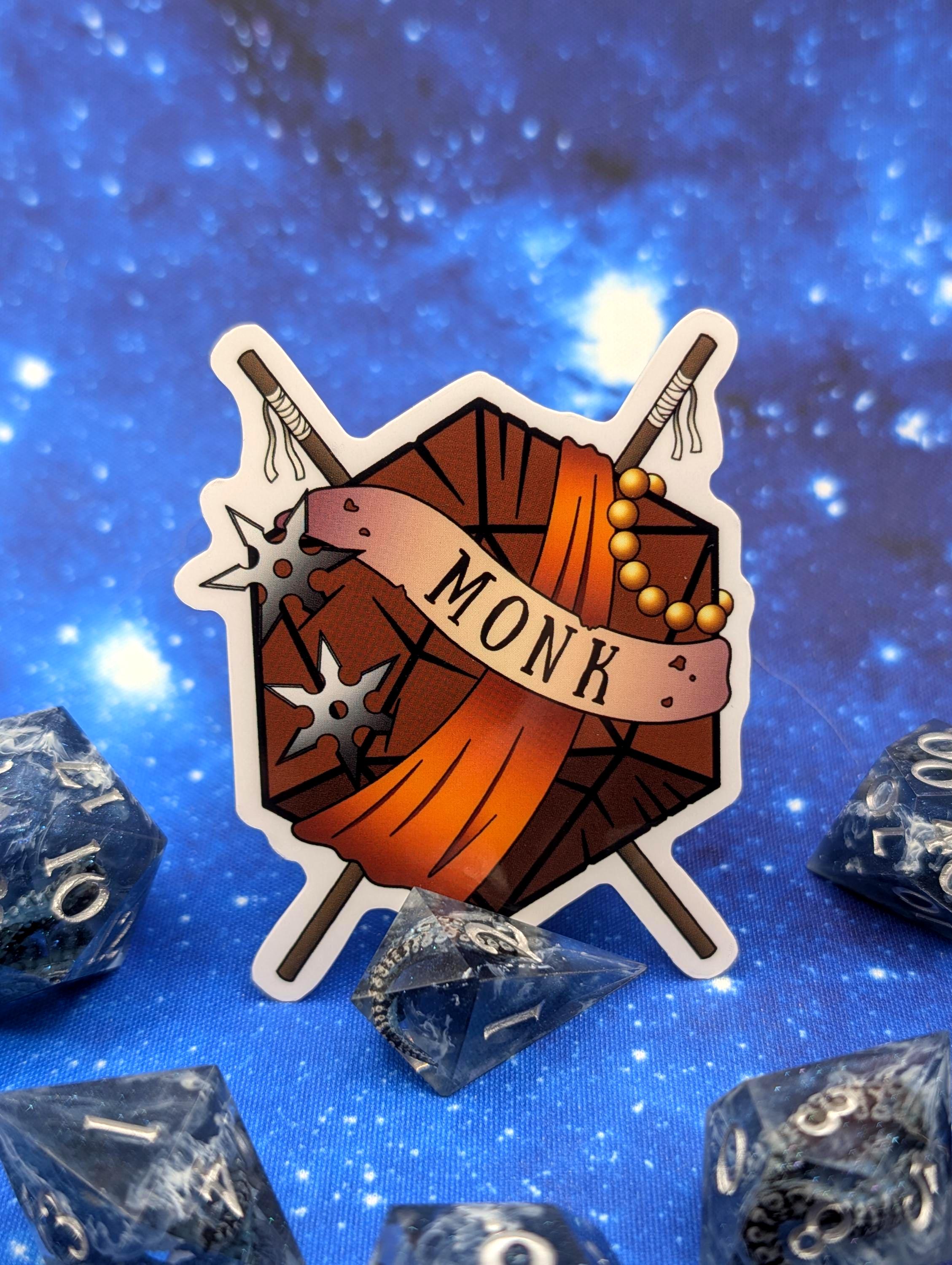 Monk Dungeons and Dragons Inspired 2.5 Inch Clear Backing Waterproof Vinyl Sticker