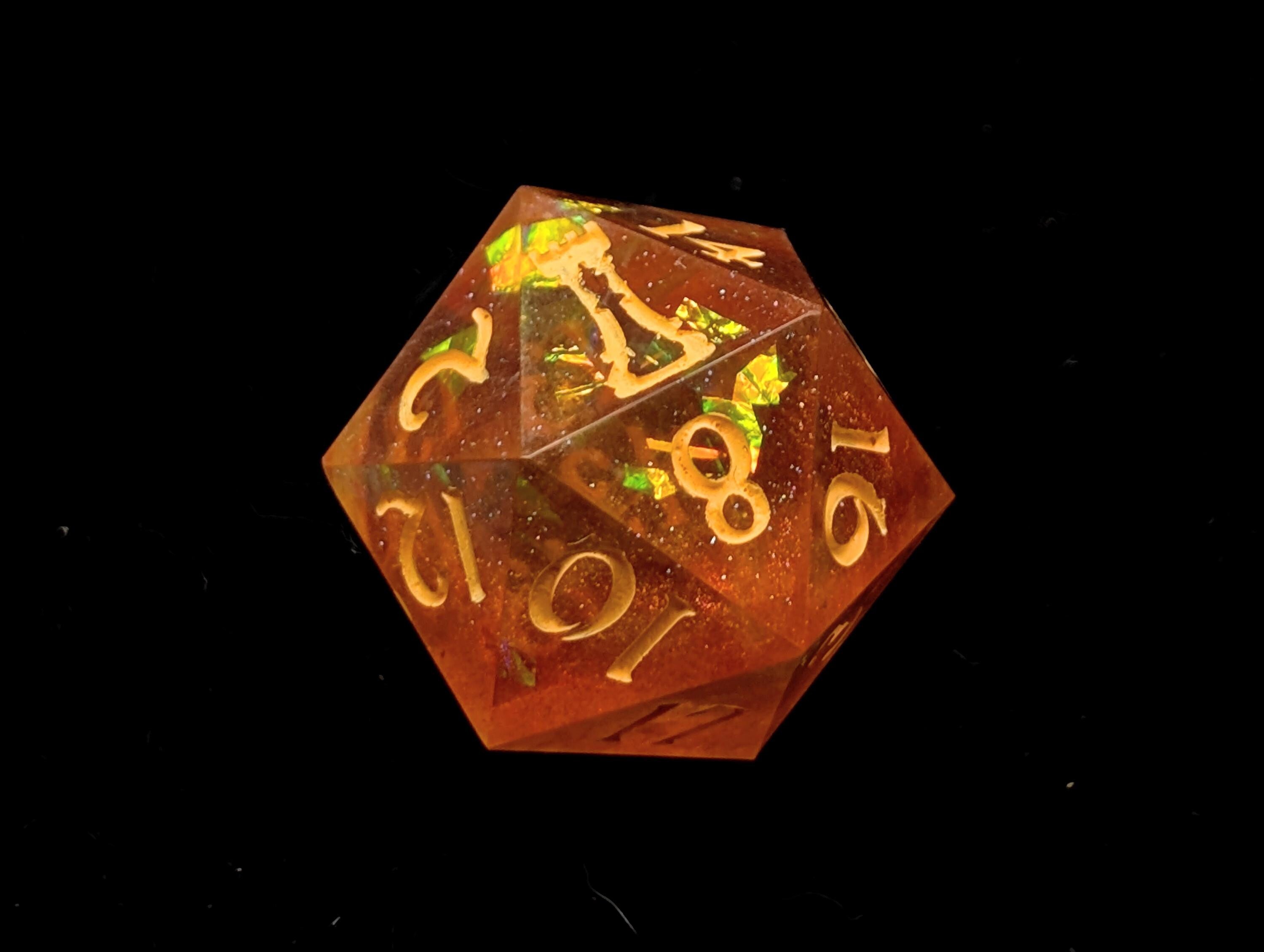 Tangerine Dreams - Handmade Sharp Edge Resin D&D Dice Set