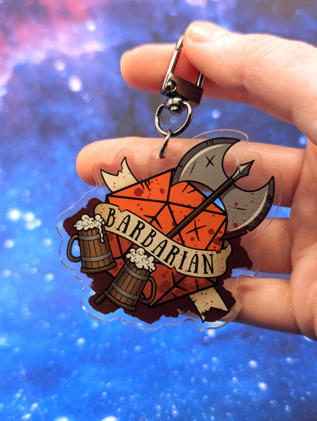 Barbarian D&D Acrylic Class Keychain - Dungeons and Dragons Inspired Accessories