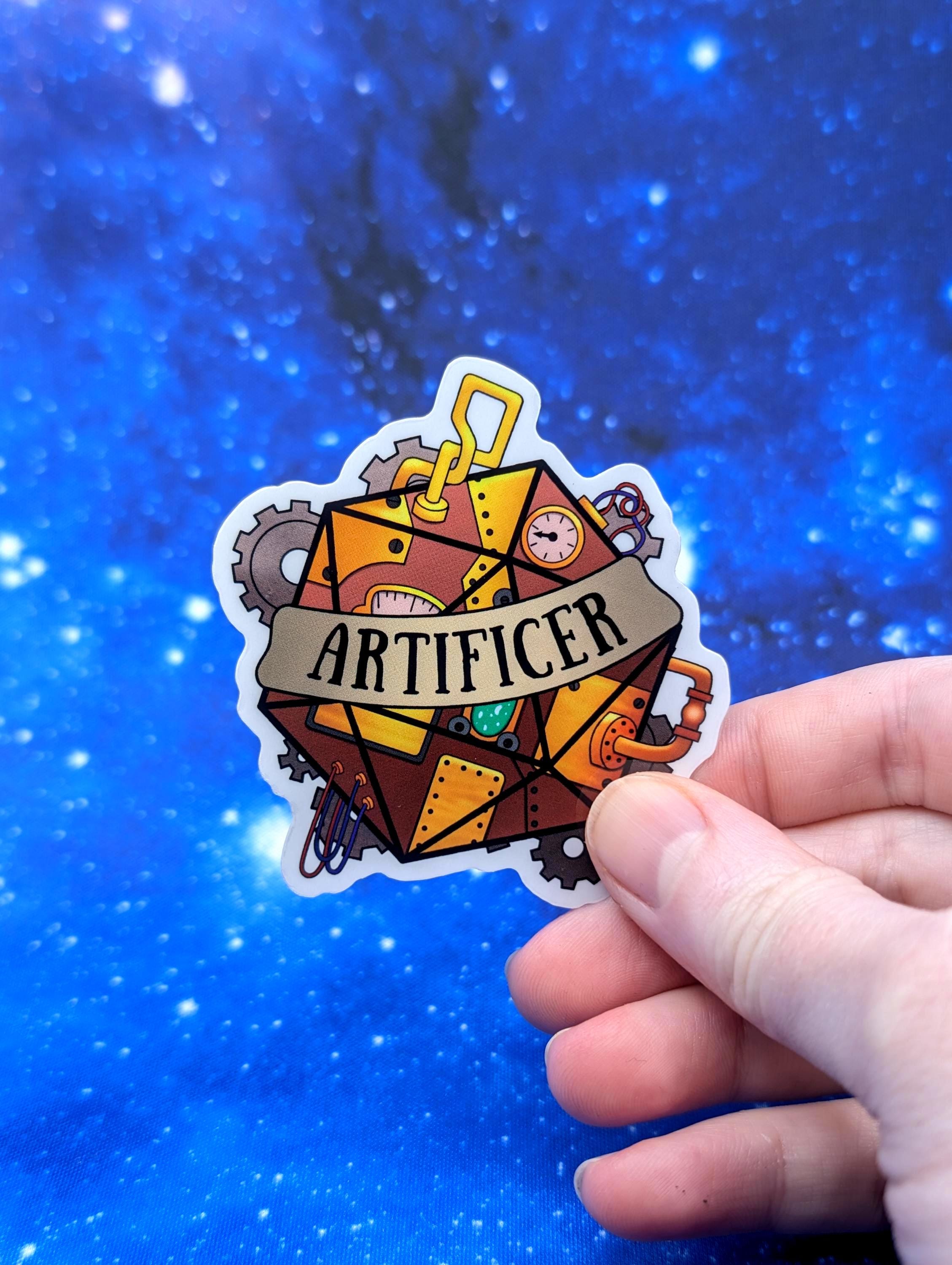 Artificer Dungeons and Dragons Inspired 2.5 Inch Clear Backing Waterproof Vinyl Sticker