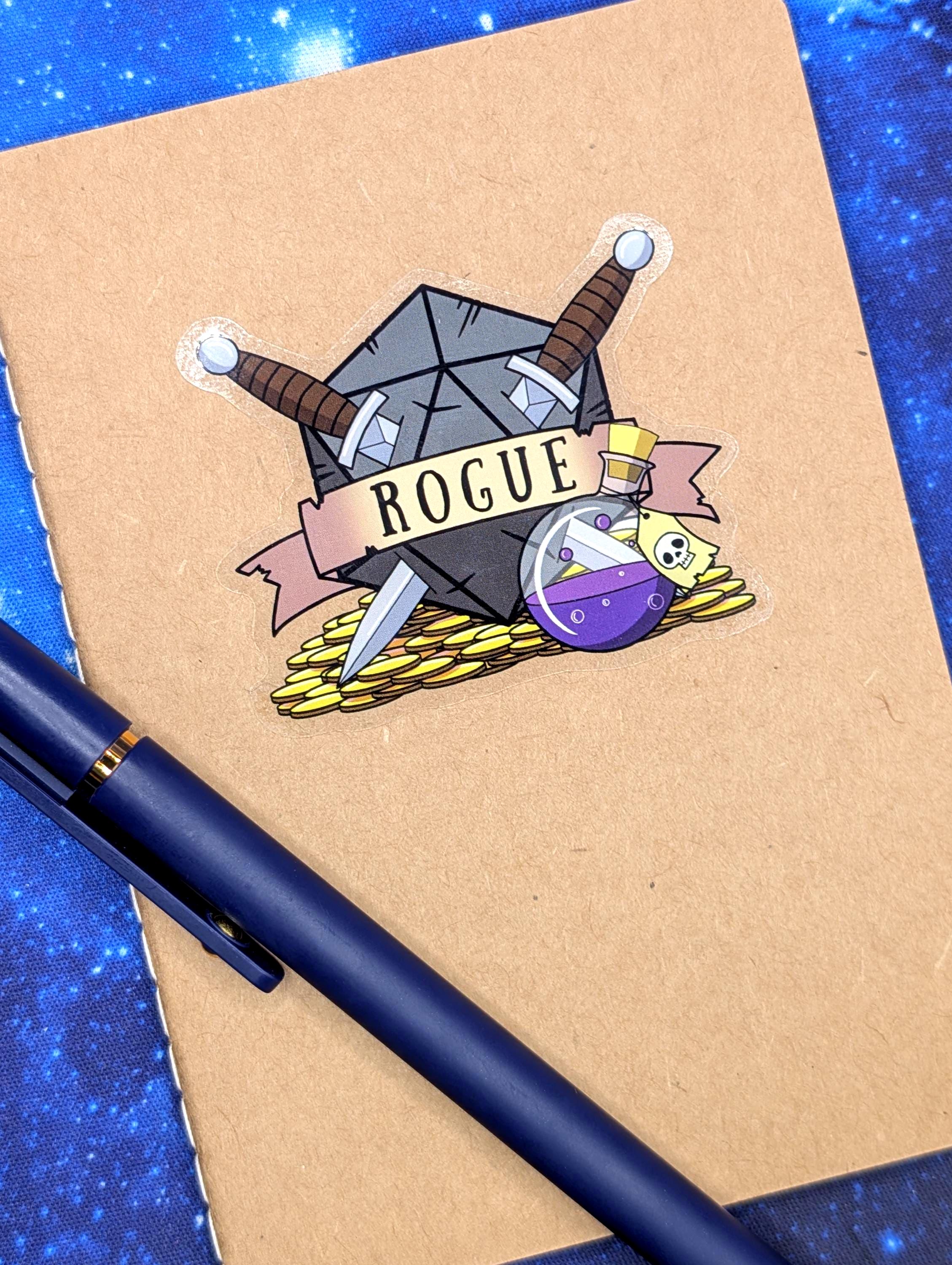 Rogue Dungeons and Dragons Inspired 2.5 Inch Clear Backing Waterproof Vinyl Sticker