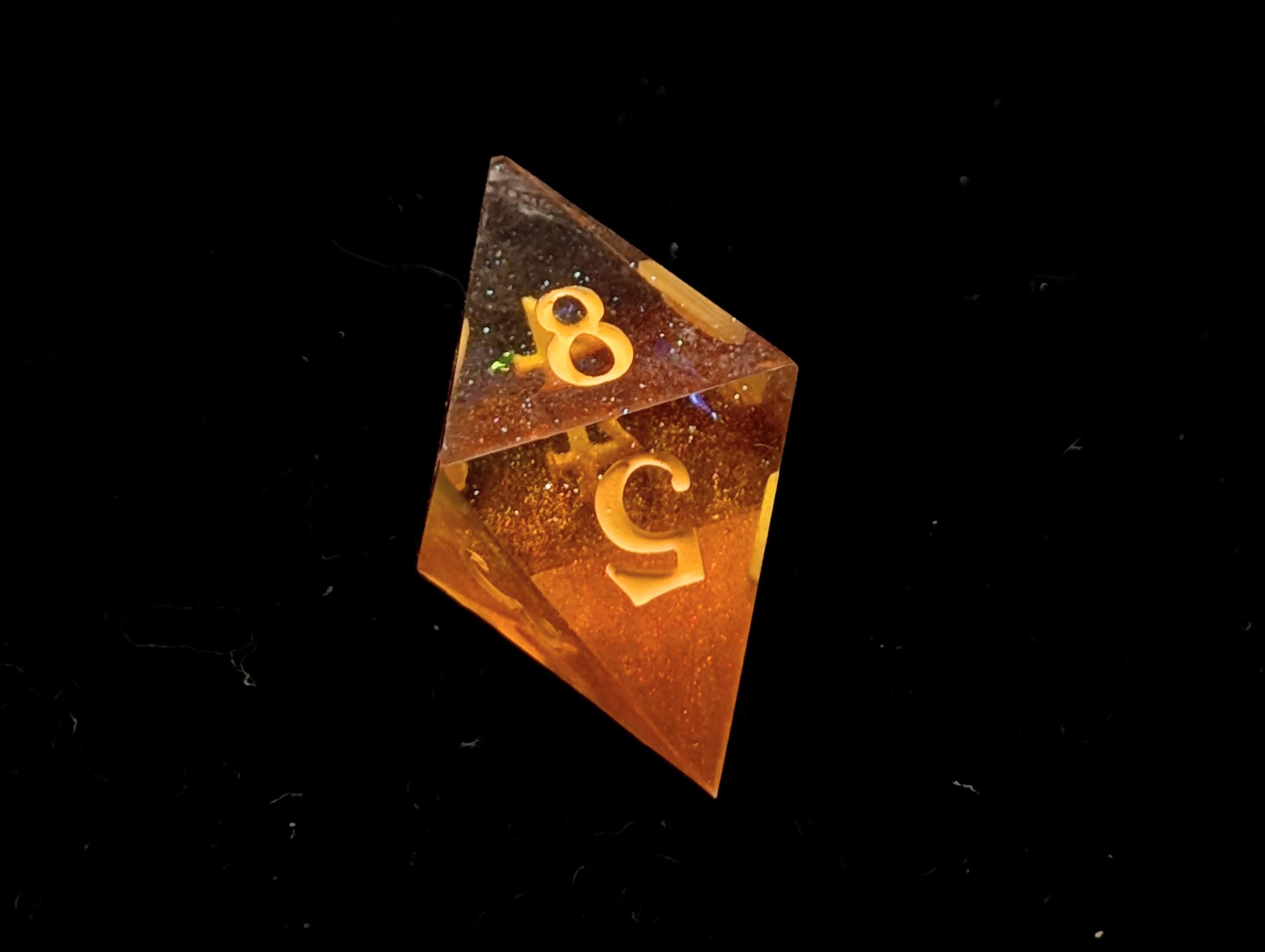 Tangerine Dreams - Handmade Sharp Edge Resin D&D Dice Set