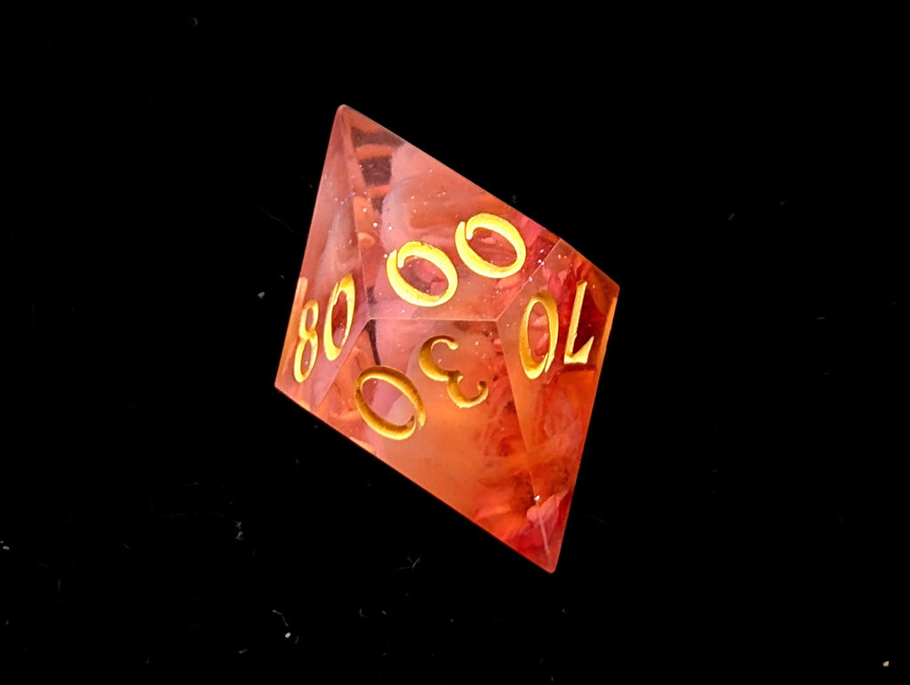 Flower Fields at Sunrise - Handmade Sharp Edge Resin D&D Dice Set