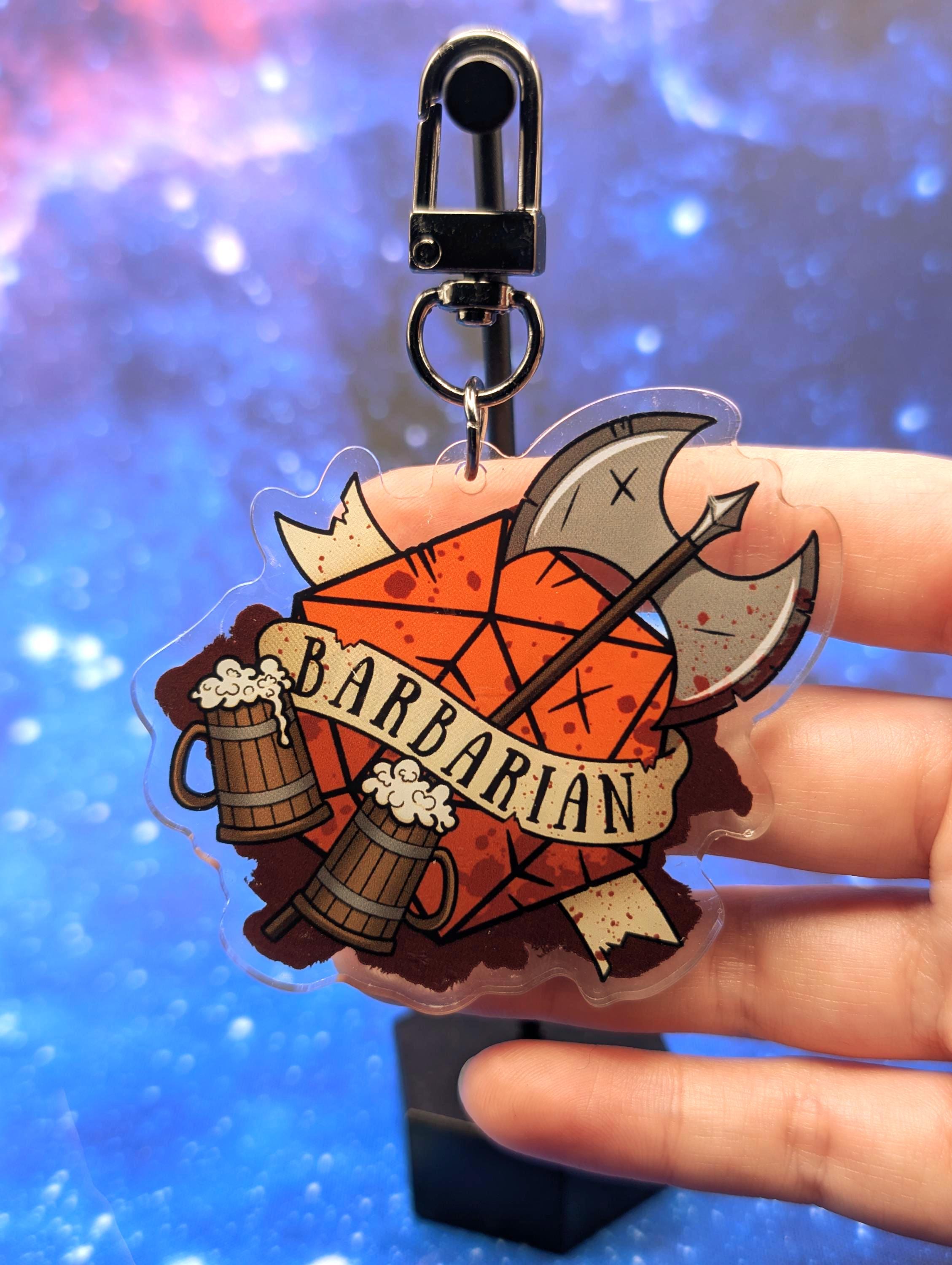 Barbarian D&D Acrylic Class Keychain - Dungeons and Dragons Inspired Accessories