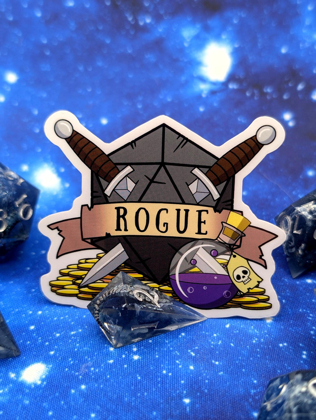 Rogue Dungeons and Dragons Inspired 2.5 Inch Clear Backing Waterproof Vinyl Sticker